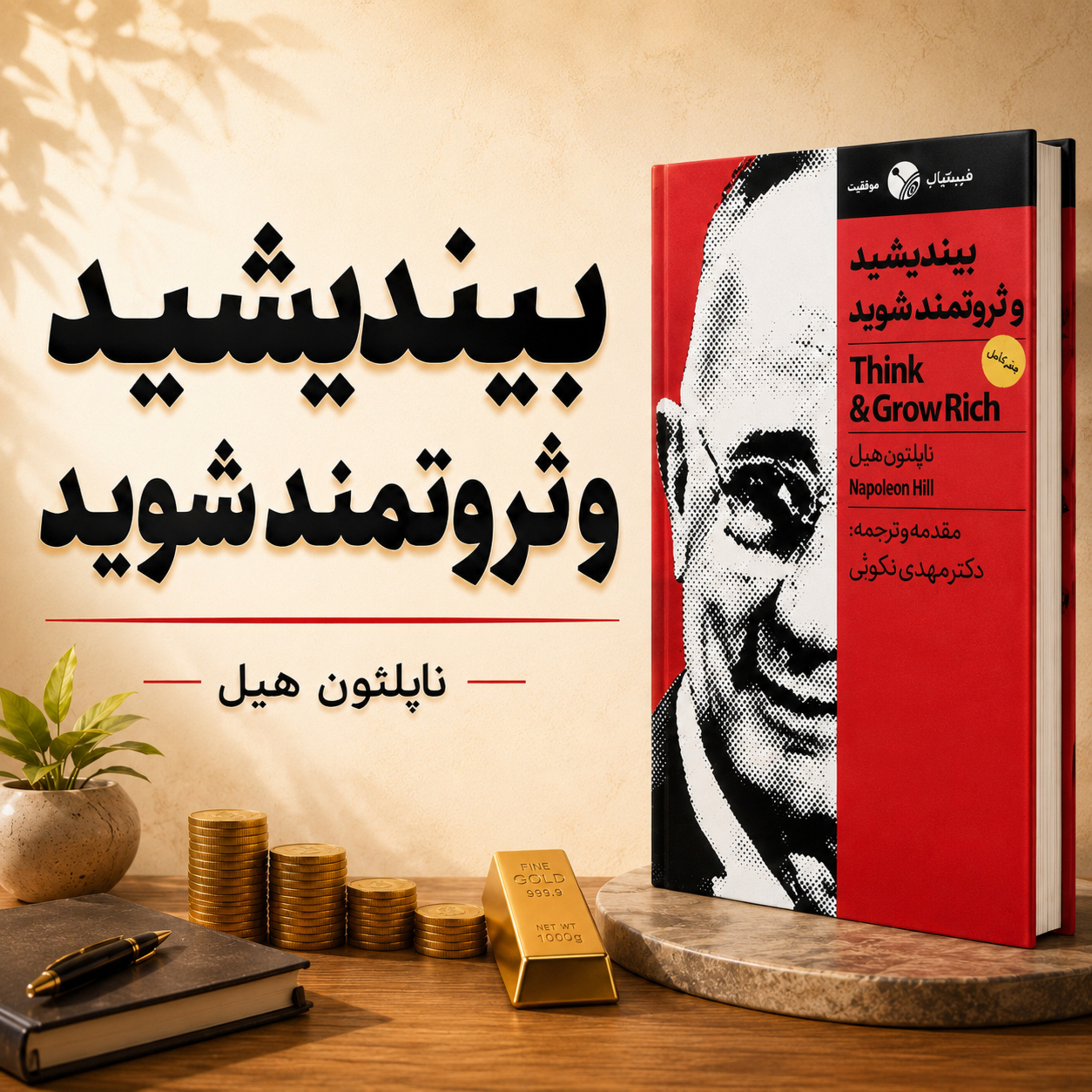 کاور خلاصه کتاب بیندیشید و ثروتمند شوید /پرفروش ترین کتاب ناپلئون هیل