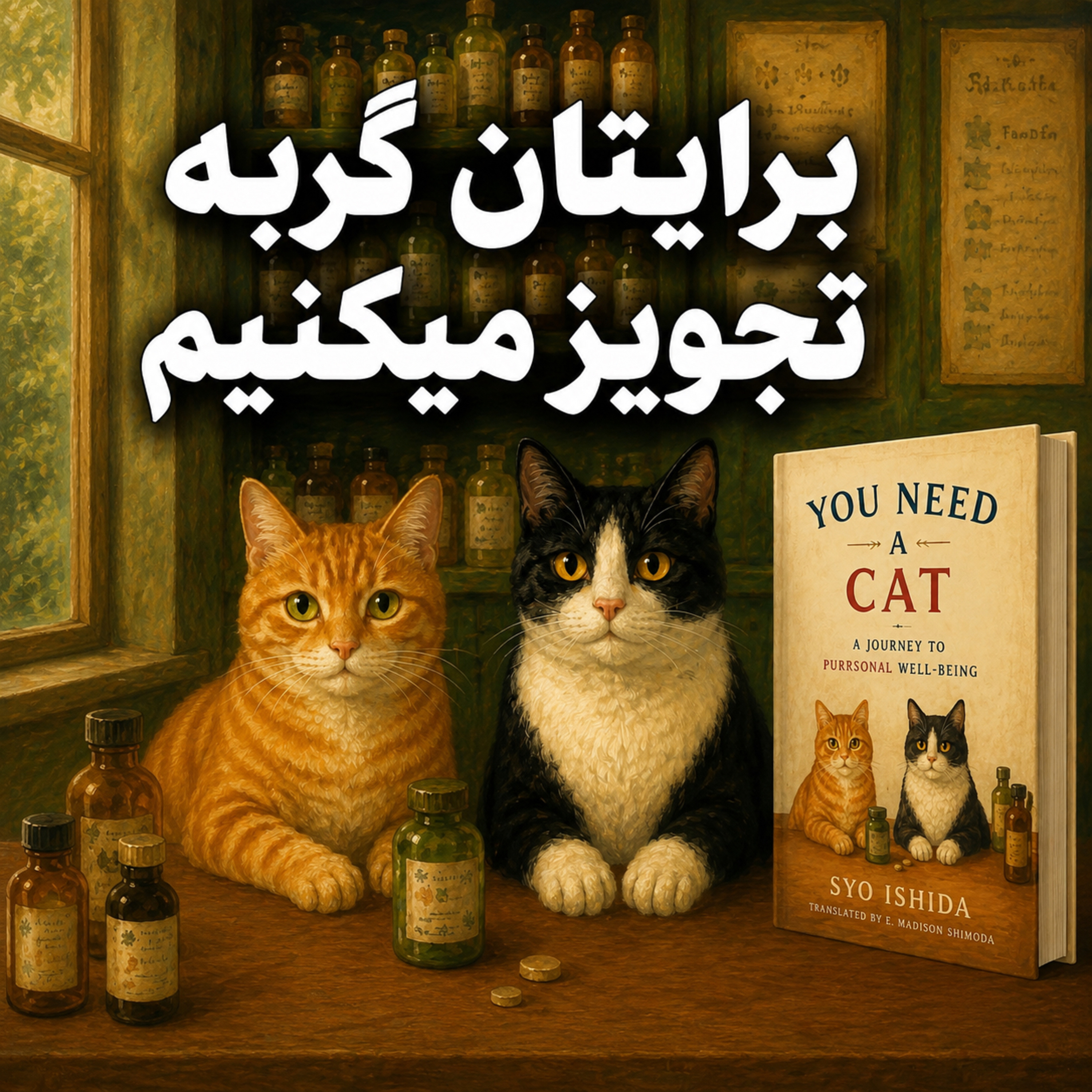 کاور برداشتی آزاد از کتاب برایتان گربه تجویز میکنیم