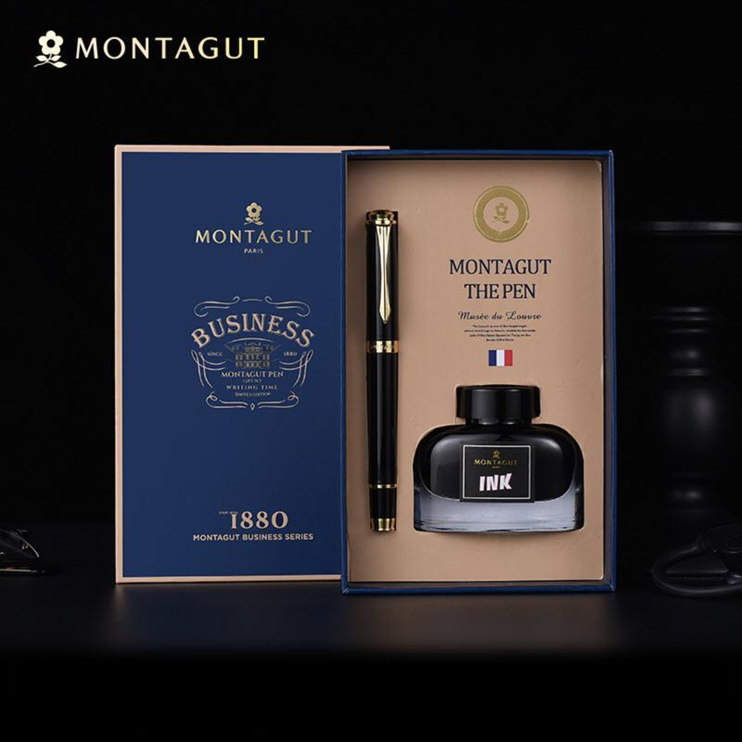 Set bút mực ký tên Montagut chính hãng M018 Carbon màu đen episode artwork