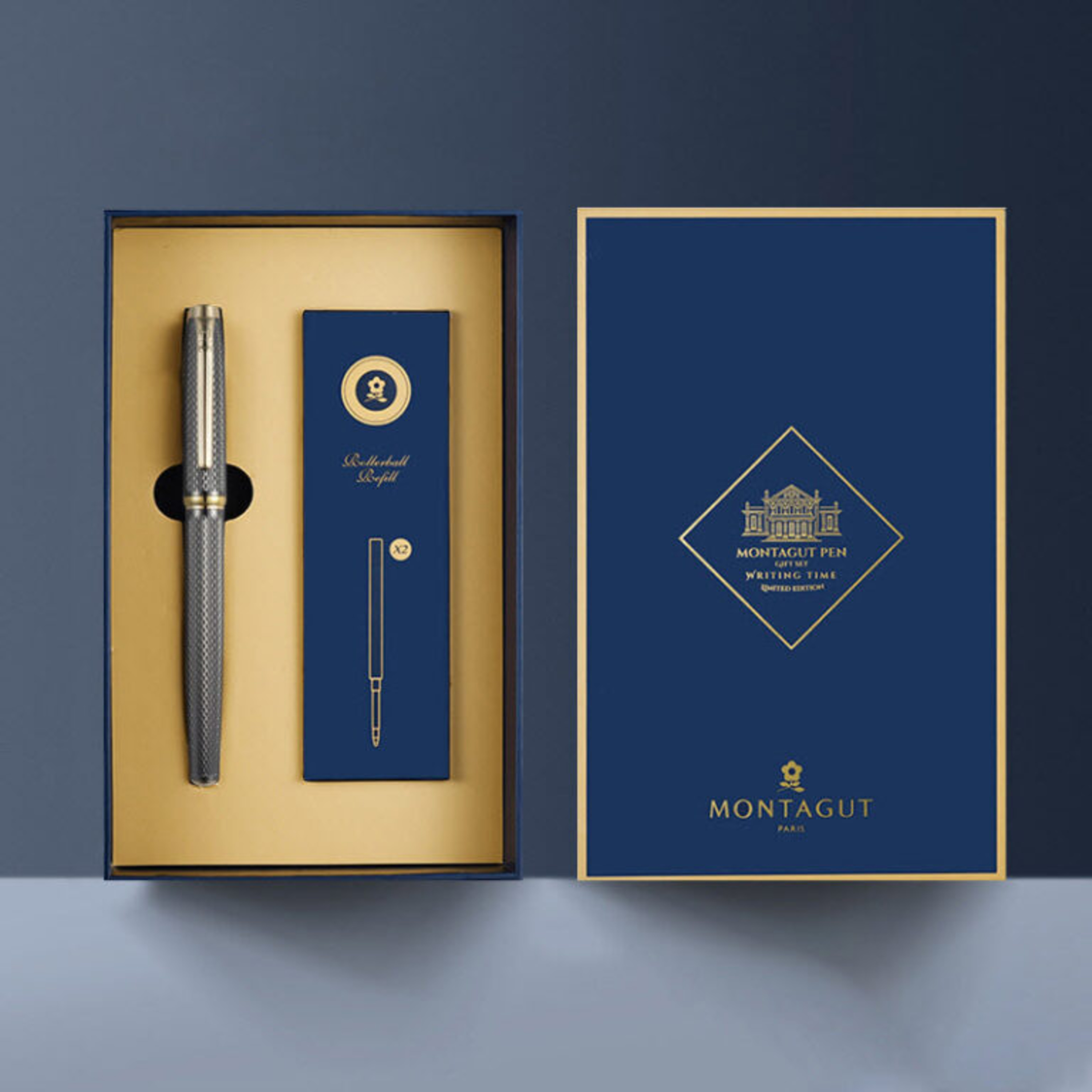 Set bút bi ký tên Montagut 066 chính hãng màu xám dập vân episode artwork