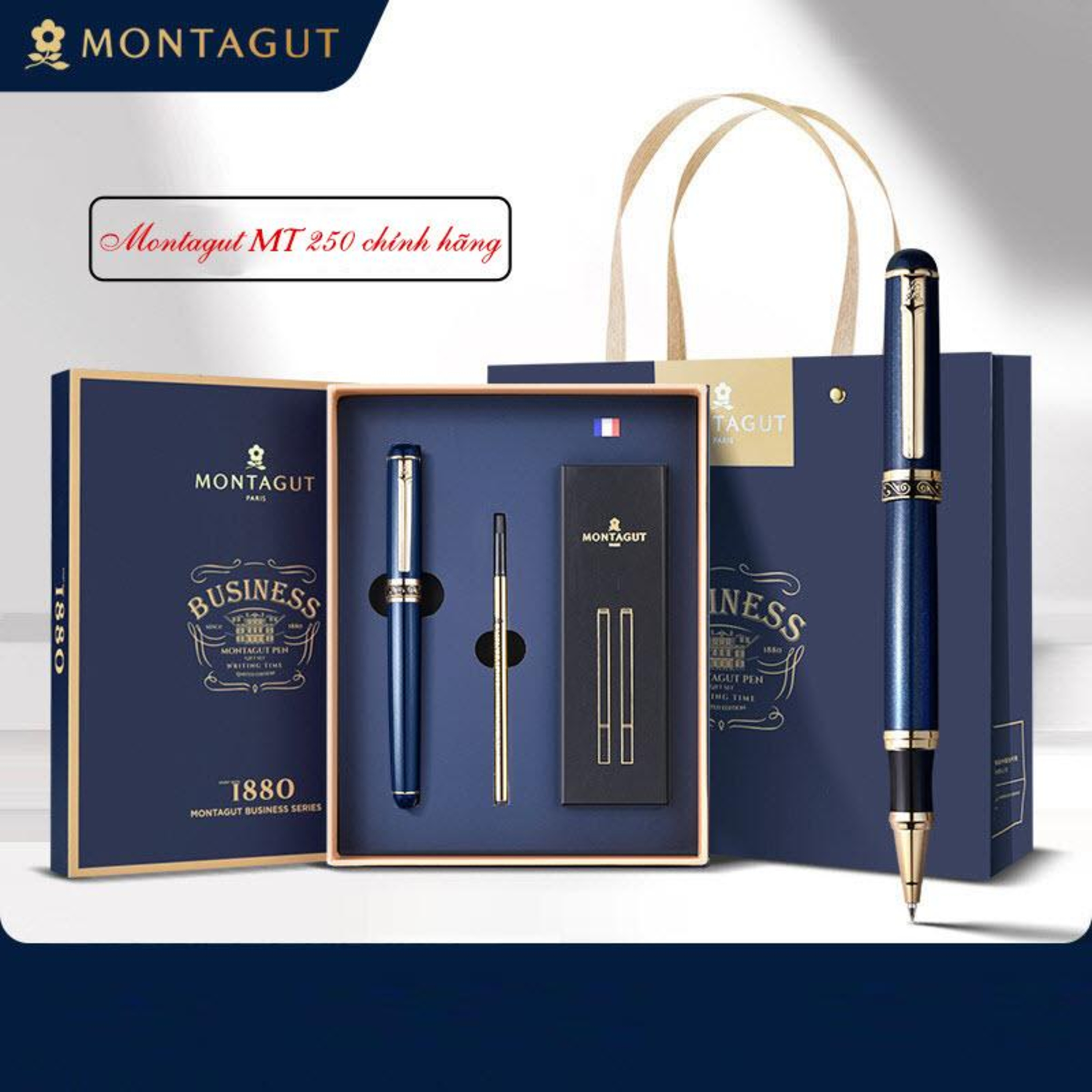 Set bút bi ký tên Montagut MT250 màu xanh chính hãng cao cấp episode artwork
