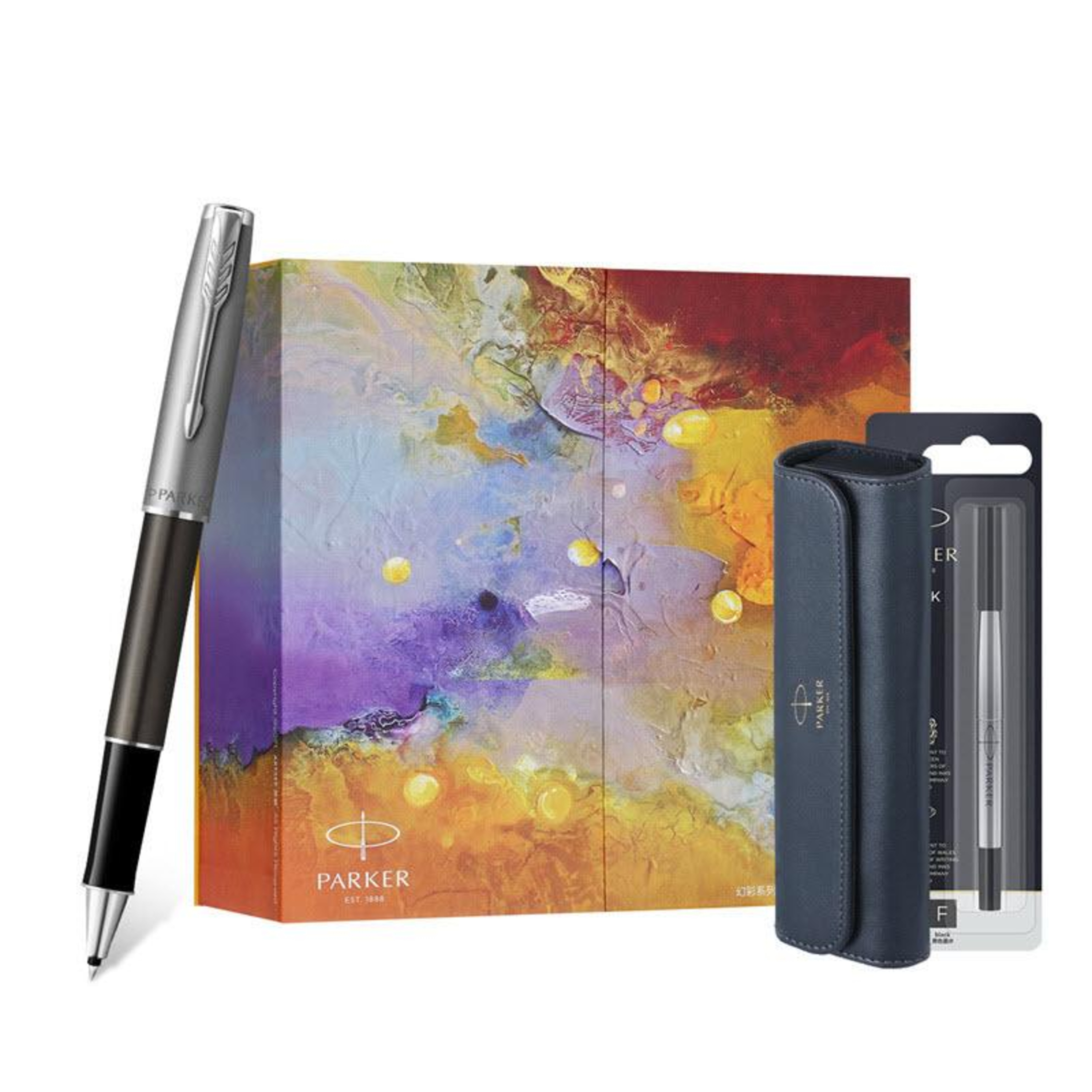 Set bút bi Parker cao cấp PK086 màu nâu kèm hộp và túi hãng episode artwork