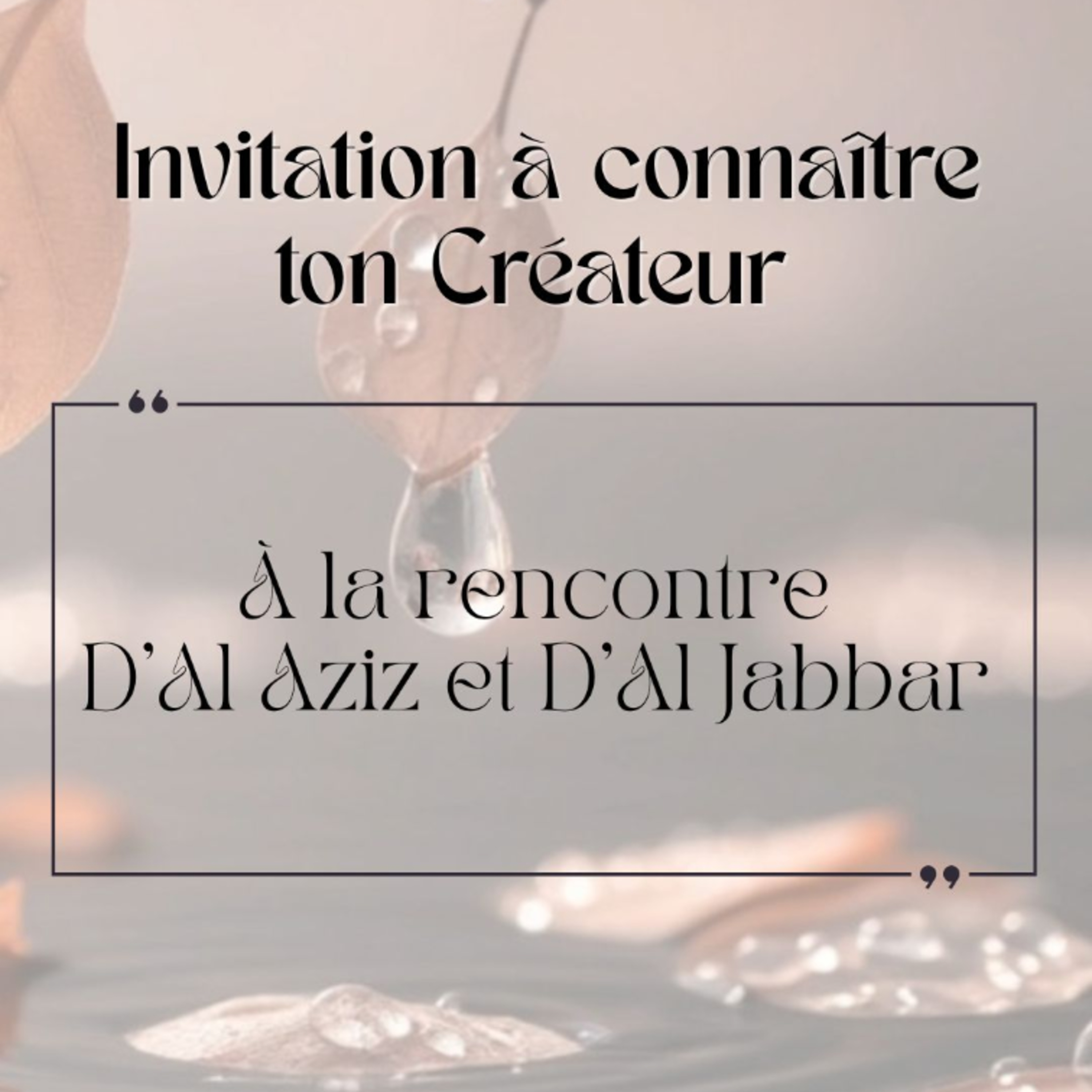 A la rencontre D'Al Aziz et D'Al Jabbar/ Invitation à connaître ton Créateur