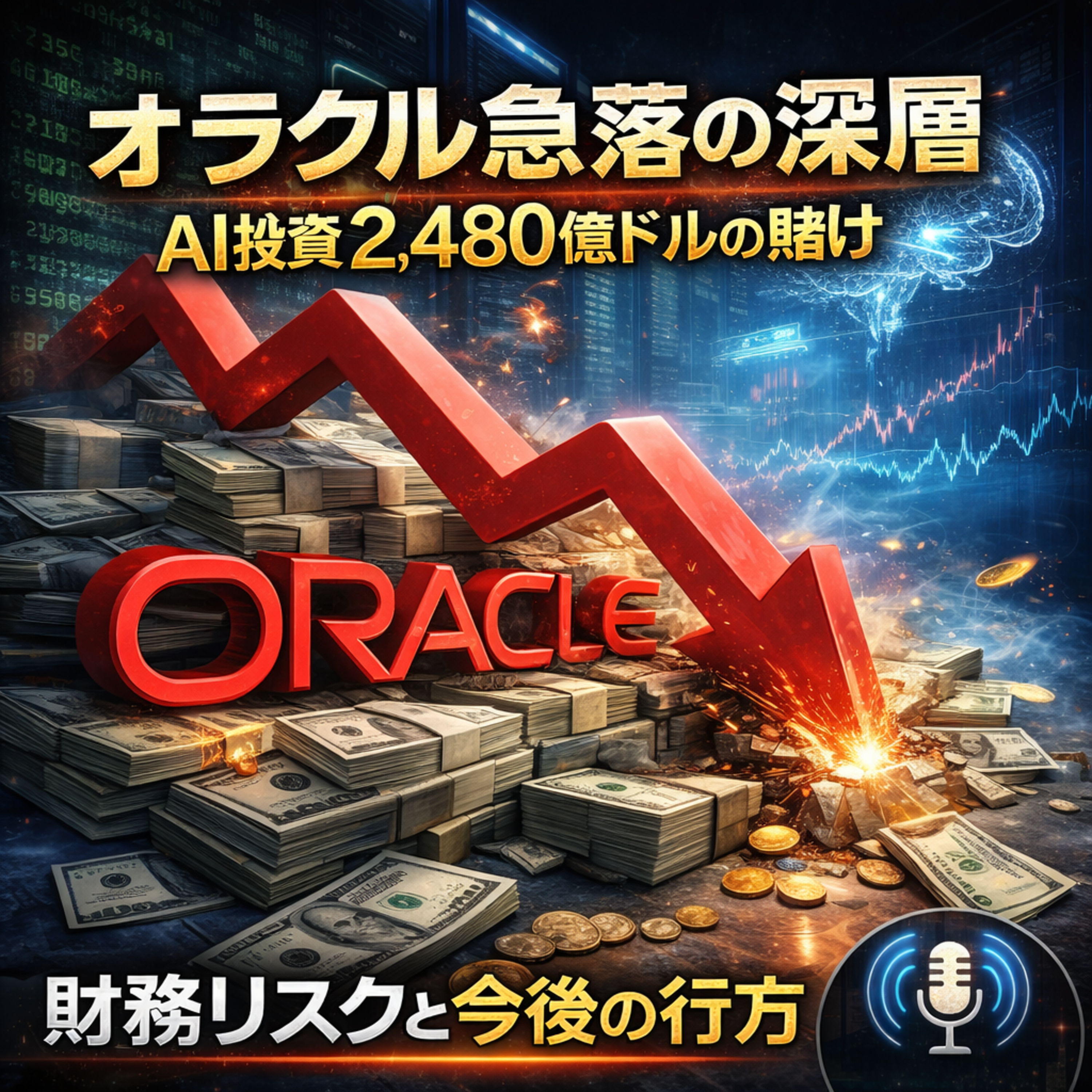 オラクル株急落の核心に迫る。AIインフラ投資2,480億ドルの重み、信用リスク指標CDSの異変、長期投資家が警戒すべきポイントとは。