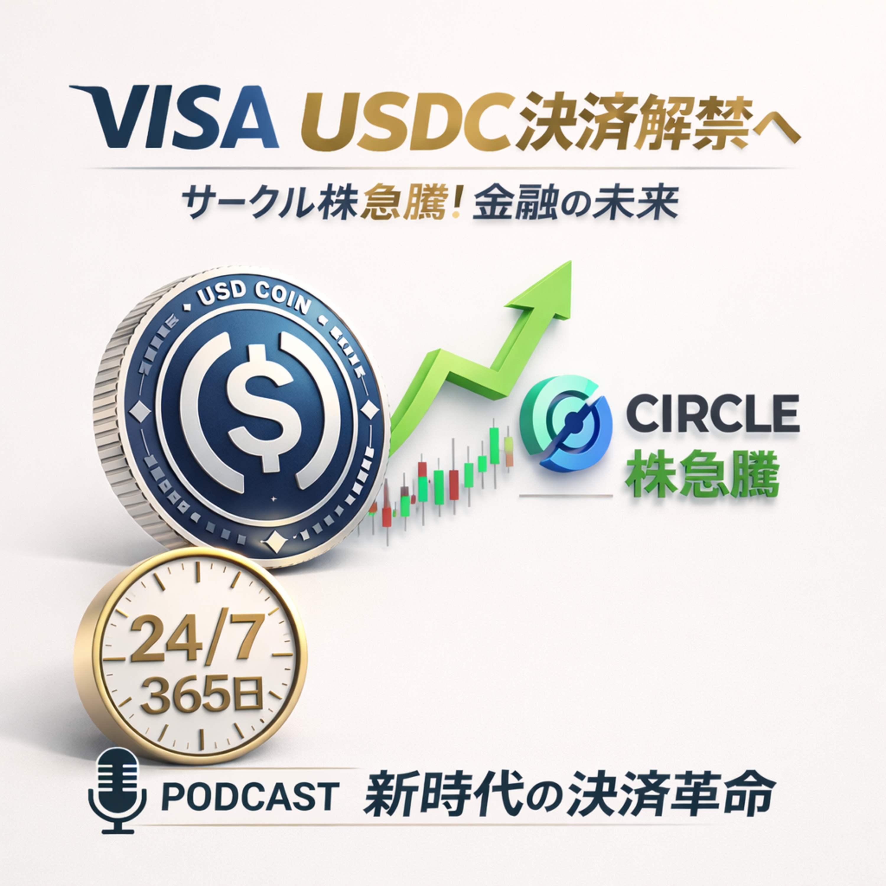 ビザがUSDC決済を本格導入へ―サークル株急騰が示唆する「金融の未来」