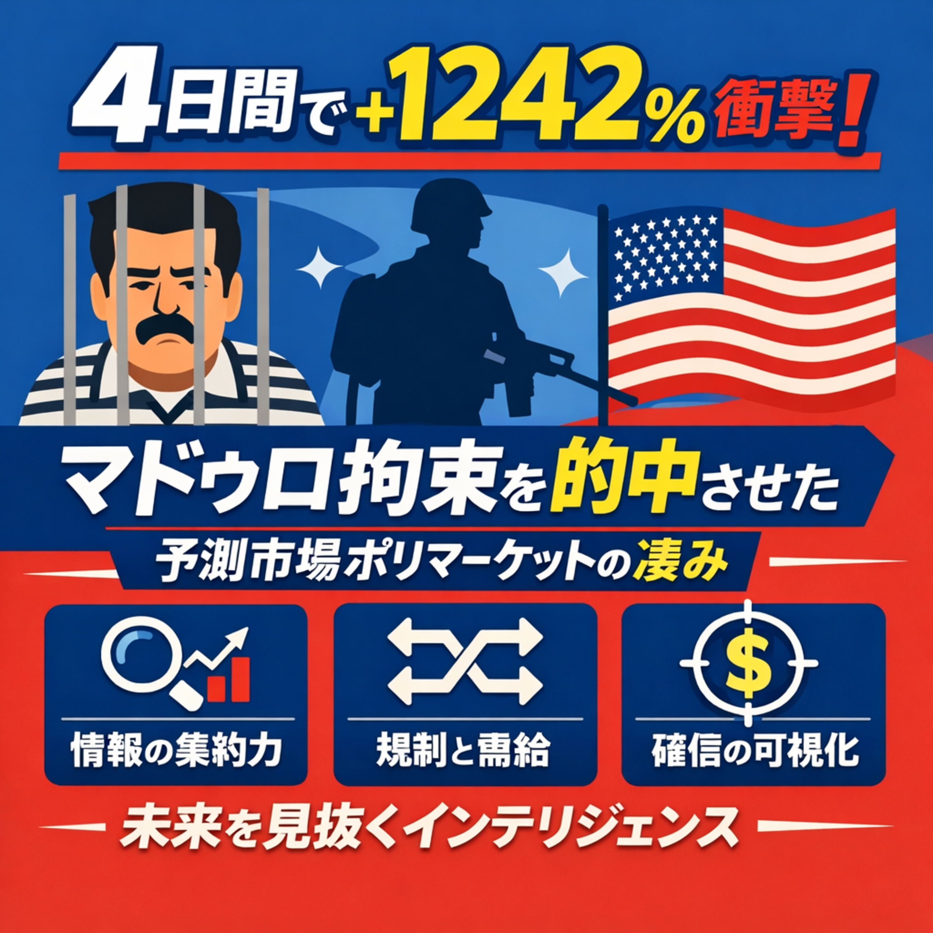 4日間で+1242%の衝撃！マドゥロ拘束を的中させた予測市場ポリマーケットの凄み