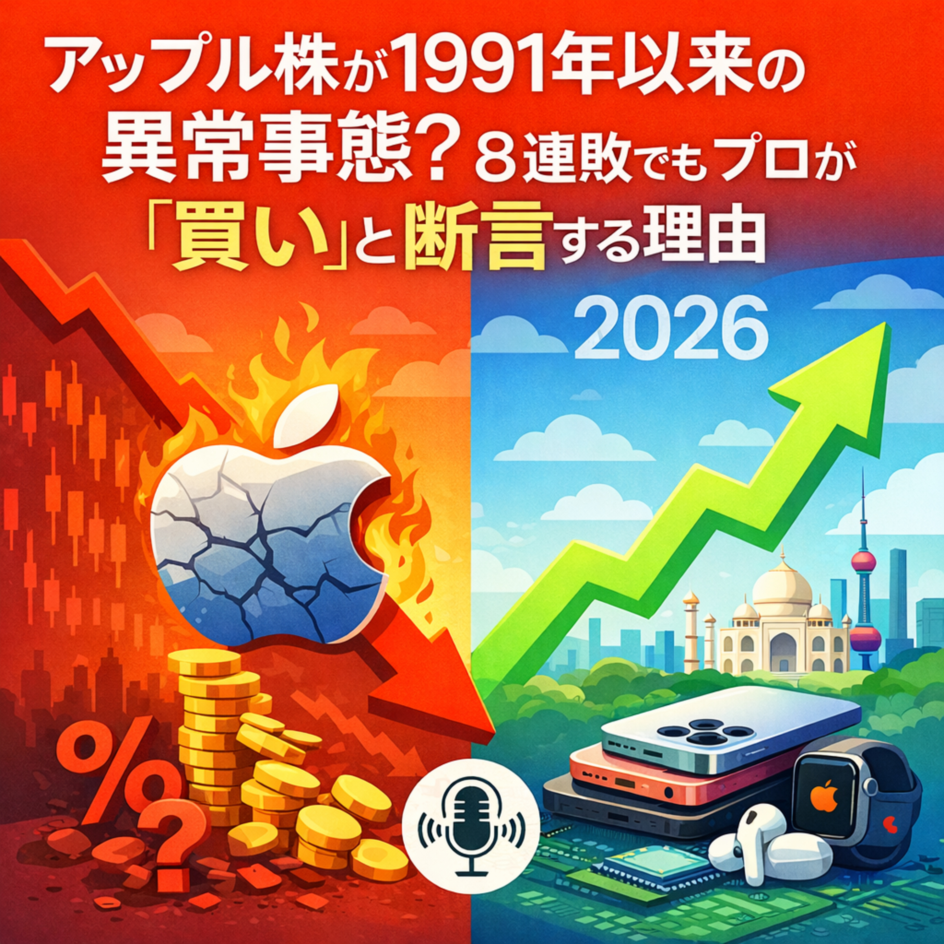 異例の8日連続続落。アップルは「買い」の好機か、それとも長期停滞の入り口か？