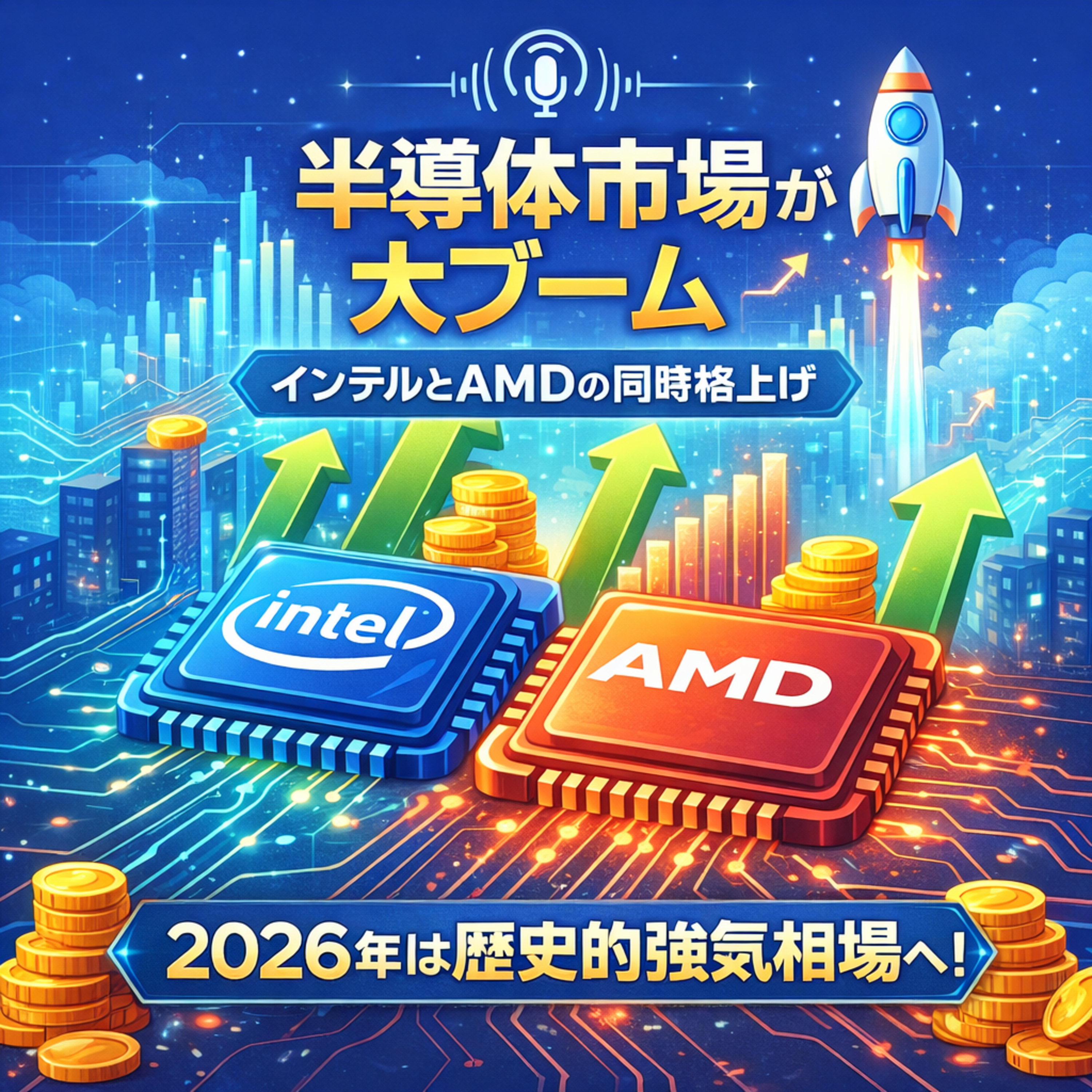 インテルとAMDが同時格上げ！2026年半導体市場が歴史的強気相場へ