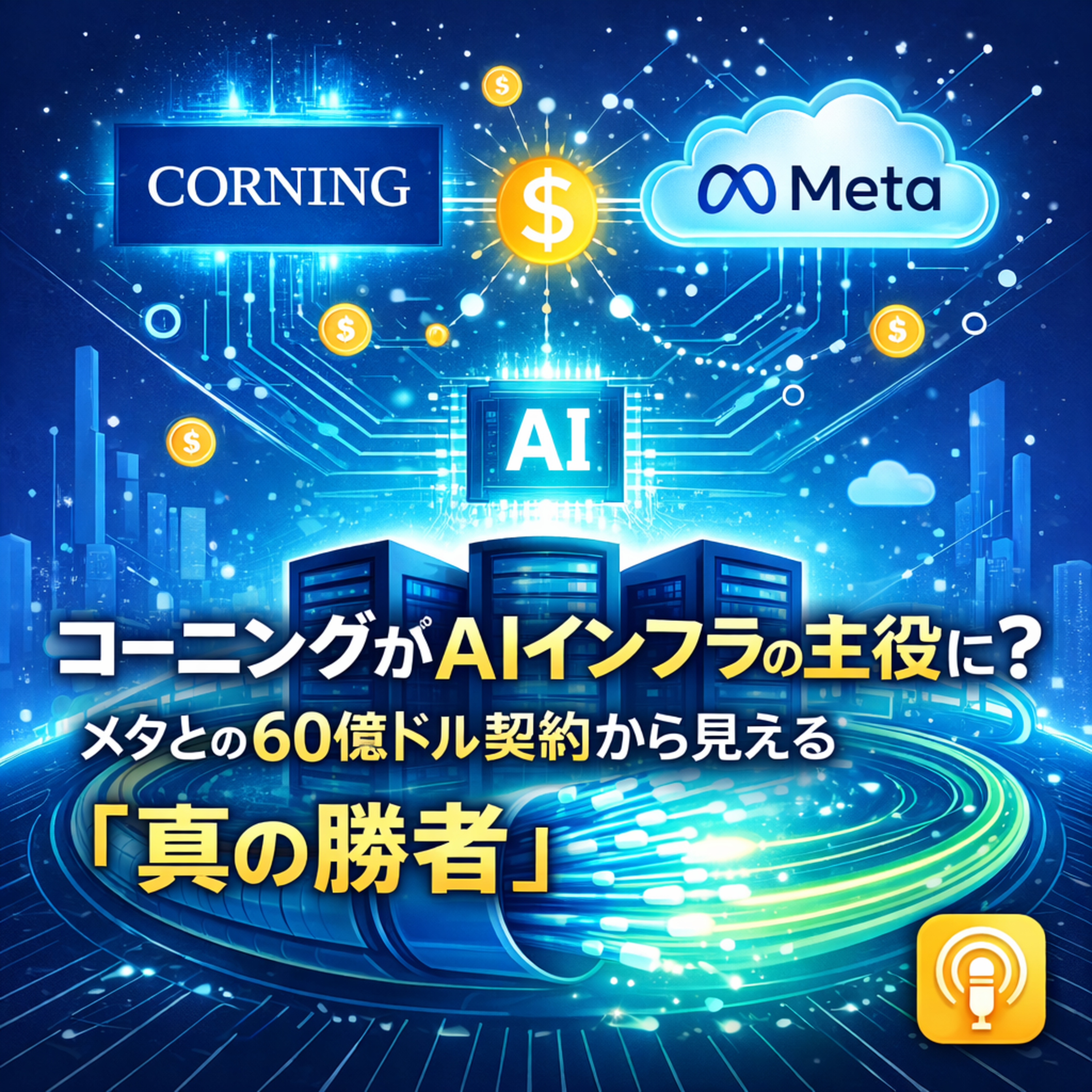 コーニングがAIインフラの主役に？メタとの60億ドル契約から見える「真の勝者」