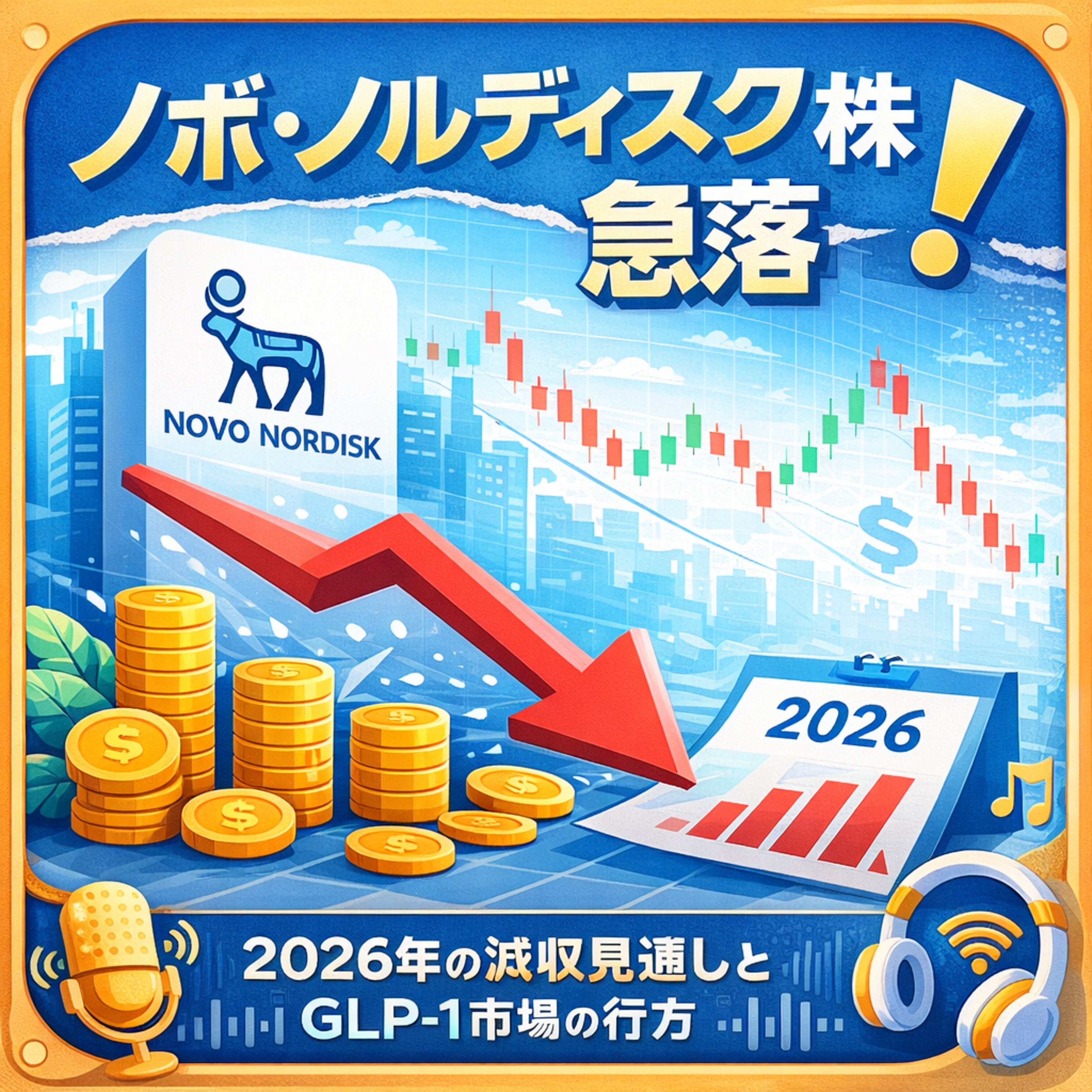 ノボ・ノルディスク株が14％急落！2026年「減収見通し」の衝撃とGLP-1市場の終焉