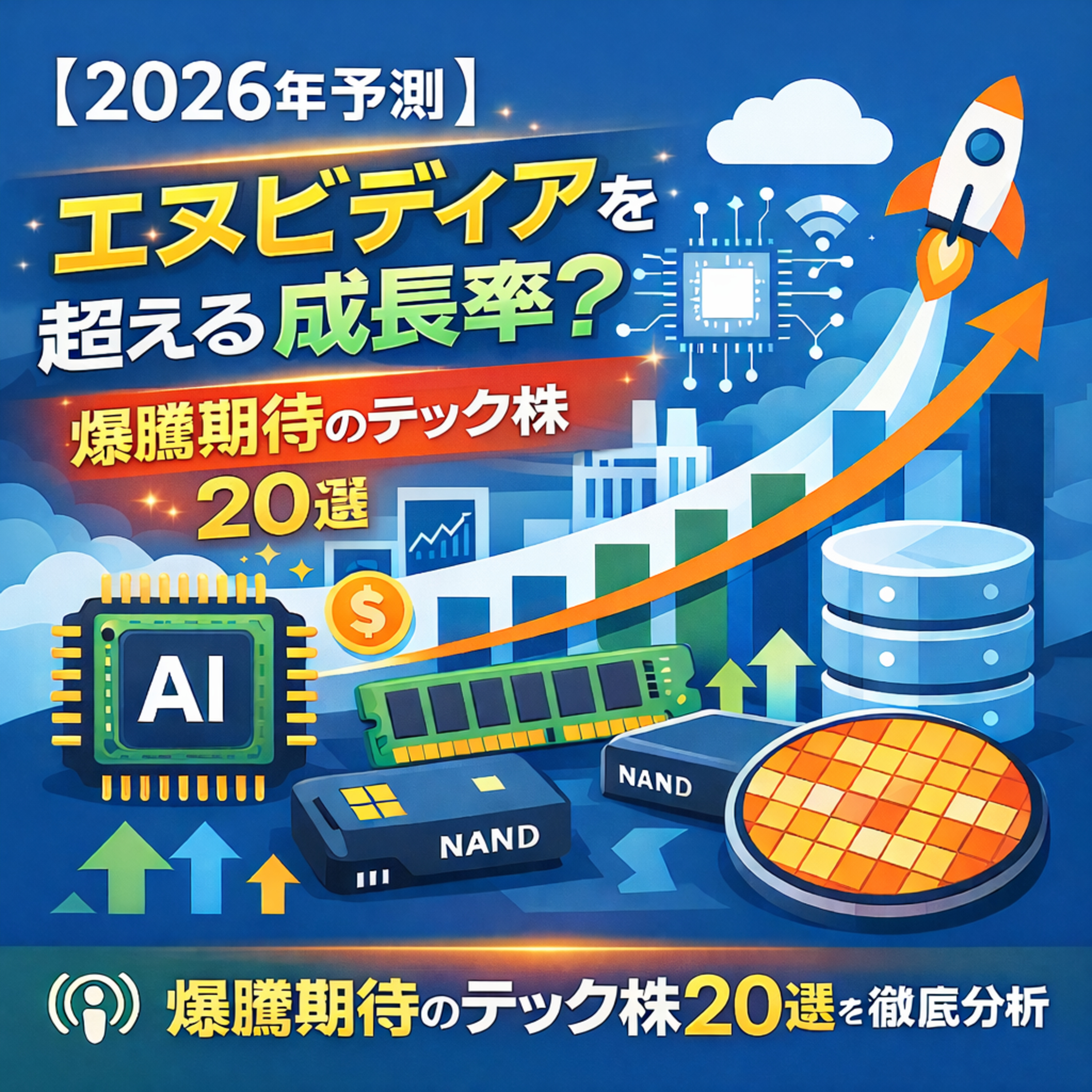 【2026年予測】エヌビディアを超える成長率？爆騰期待のテック株20選を徹底分析