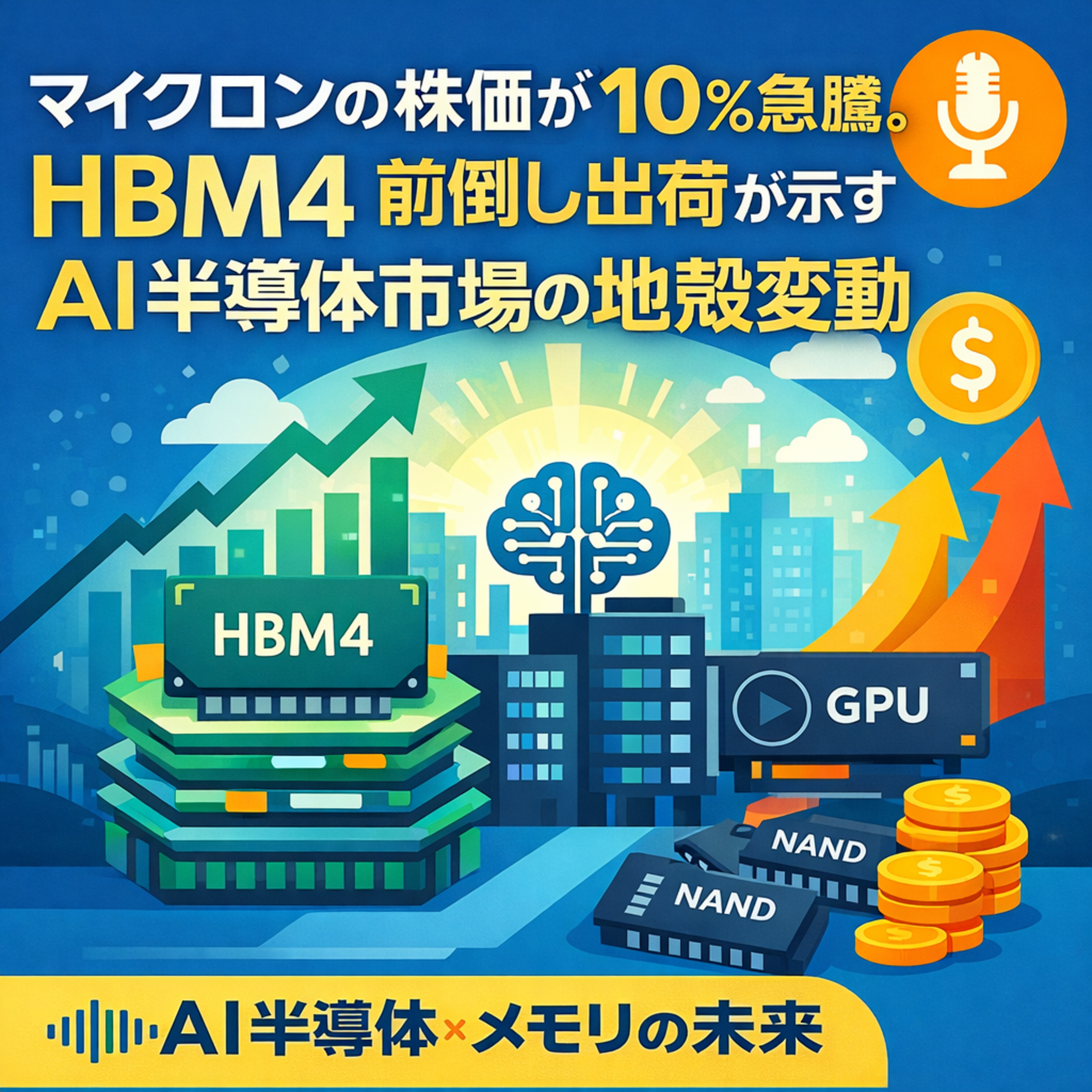 マイクロンの株価が10%急騰。HBM4前倒し出荷が示すAI半導体市場の地殻変動