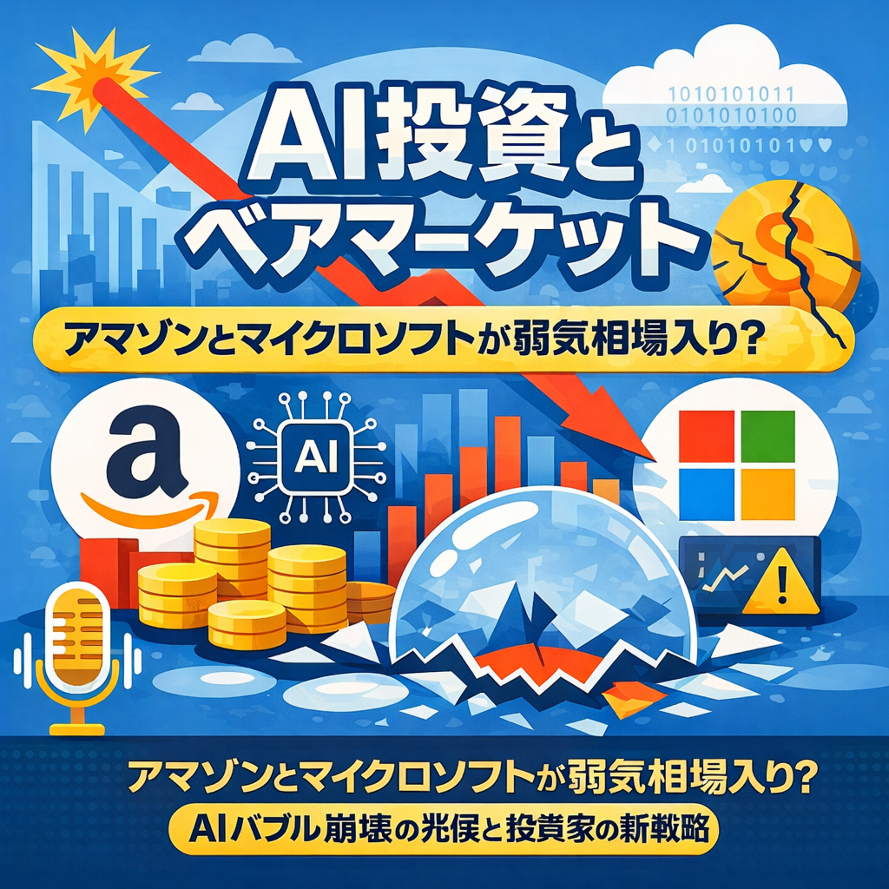 アマゾンとマイクロソフトが弱気相場入り？AIバブル崩壊の兆候と投資家の新戦略