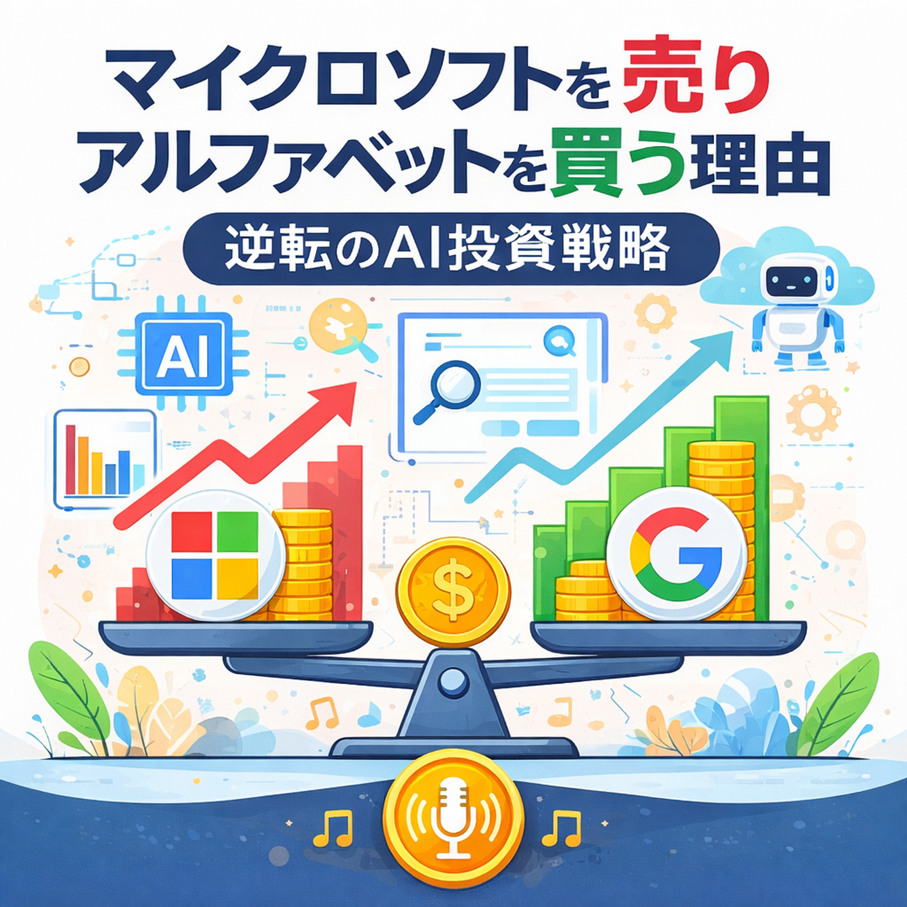 なぜ投資家はマイクロソフトを売り、アルファベットを買うのか？予想PER逆転から読み解く新・AI戦略