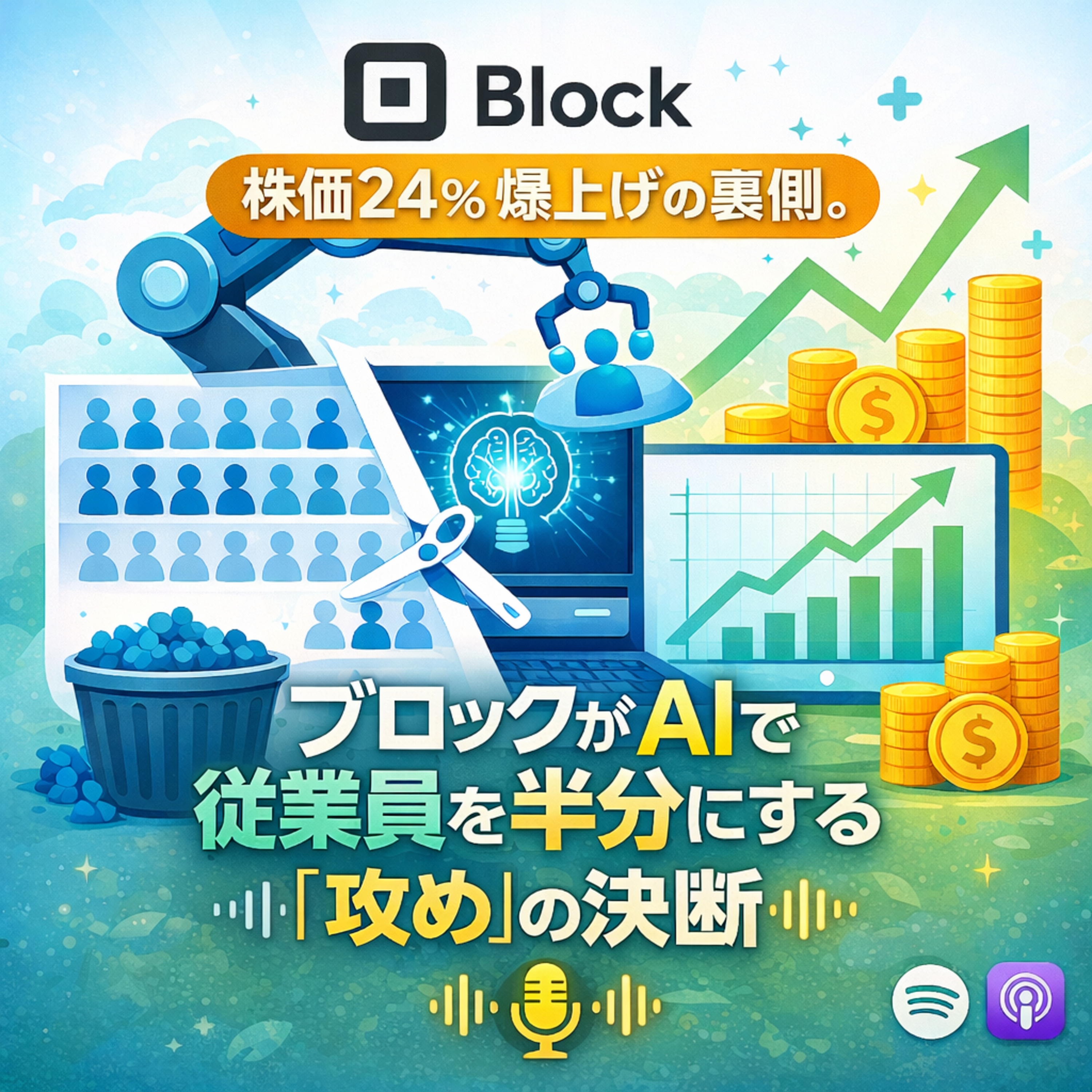 株価24%爆上げの裏側。ブロックがAIで従業員を半分にする「攻め」の決断