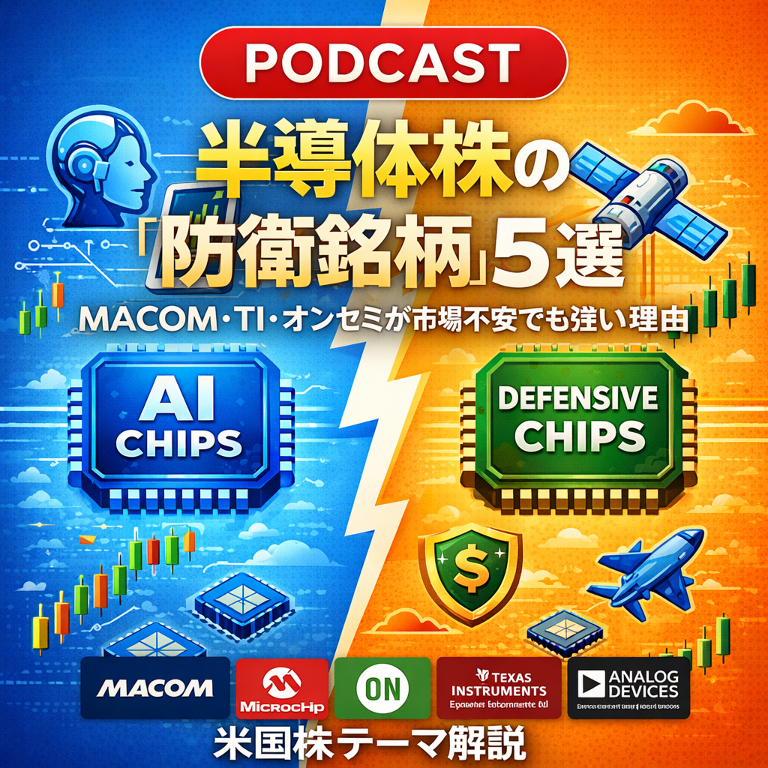 半導体株の「防衛銘柄」5選：MACOM・TI・オンセミが市場不安でも強い理由