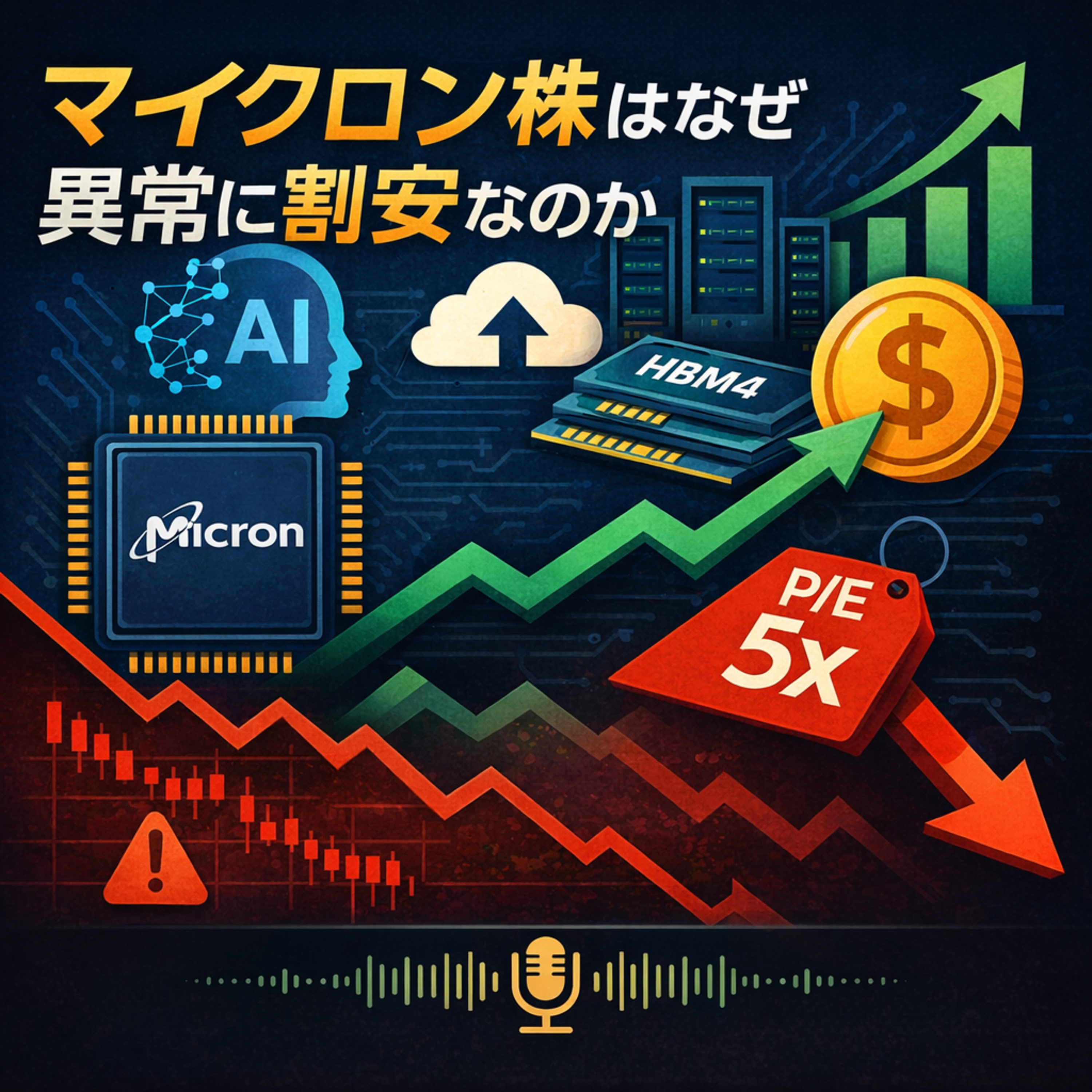 マイクロン株はなぜ異常に割安なのか　AI特需でもPER5倍台に沈む理由