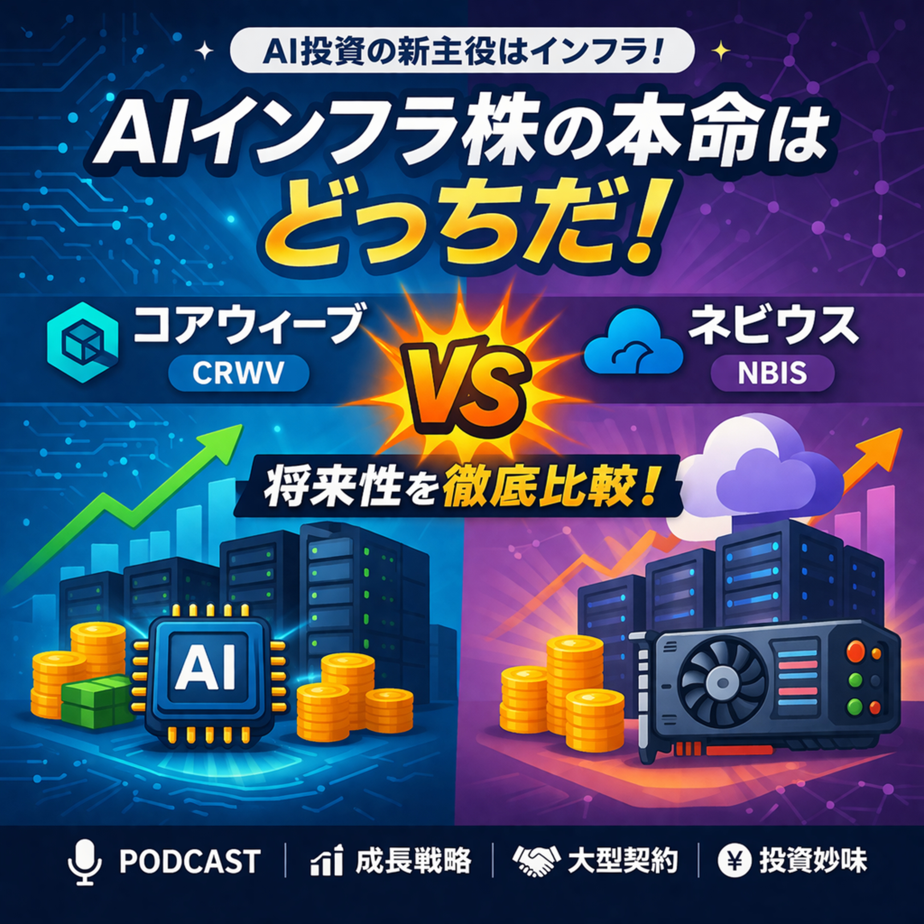 AIインフラ株の本命はどっちだ　コアウィーブとネビウスの将来性を徹底比較
