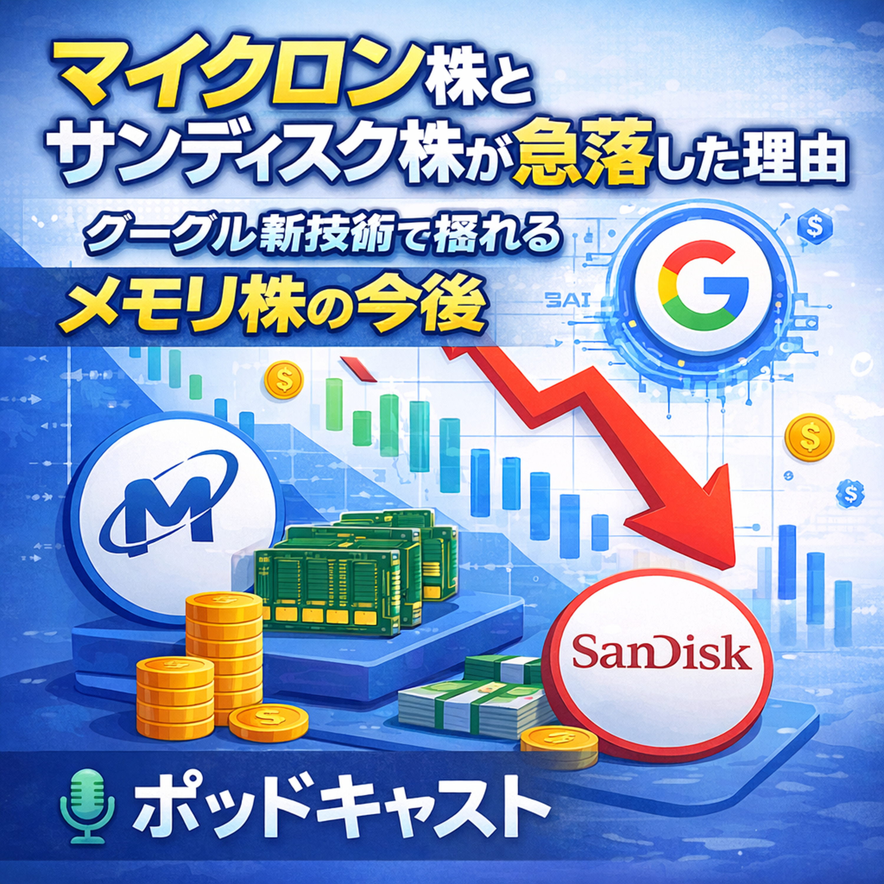 マイクロン株とサンディスク株が急落した理由　グーグル新技術で揺れるメモリ株の今後