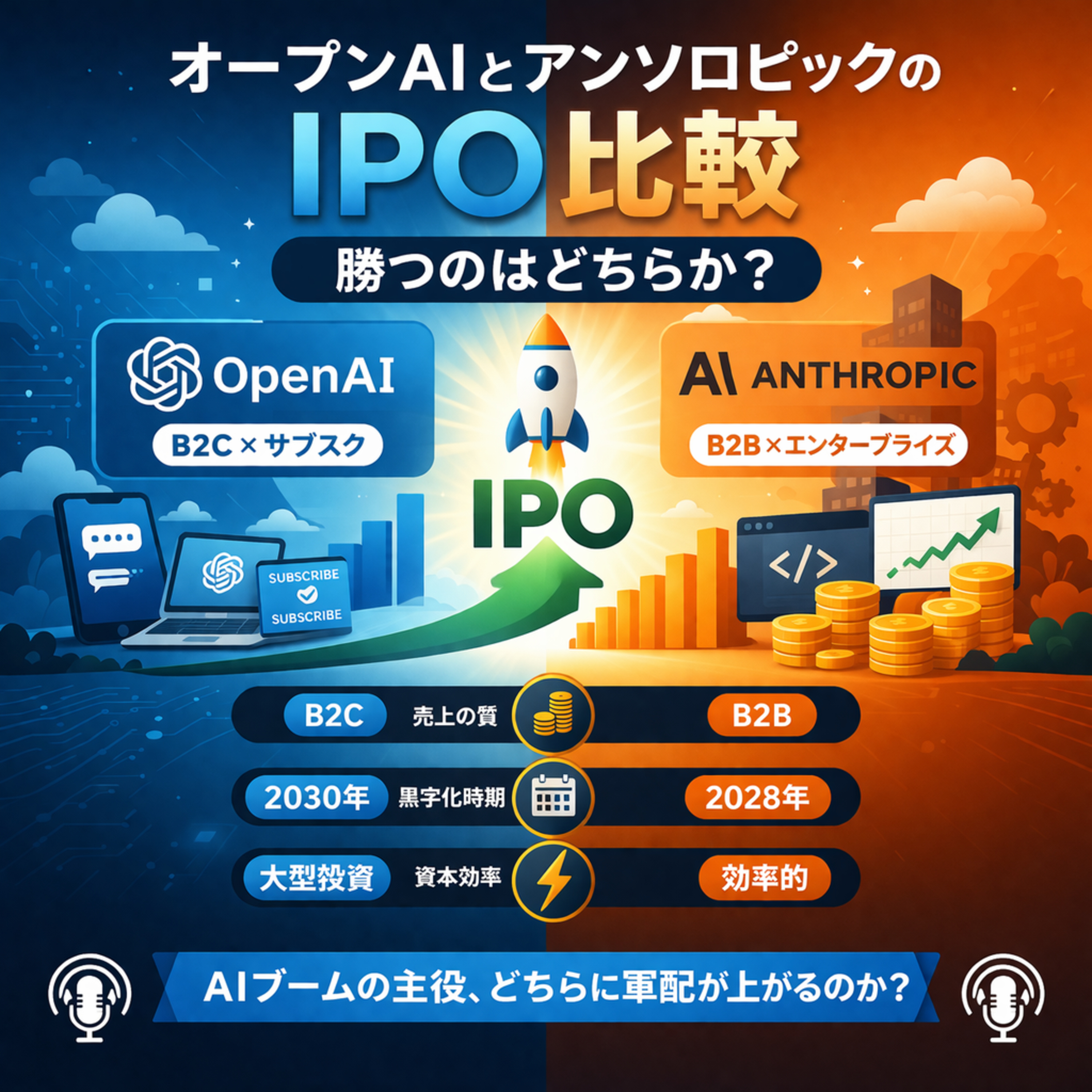 オープンAIとアンソロピックのIPO比較　勝つのはどちらか