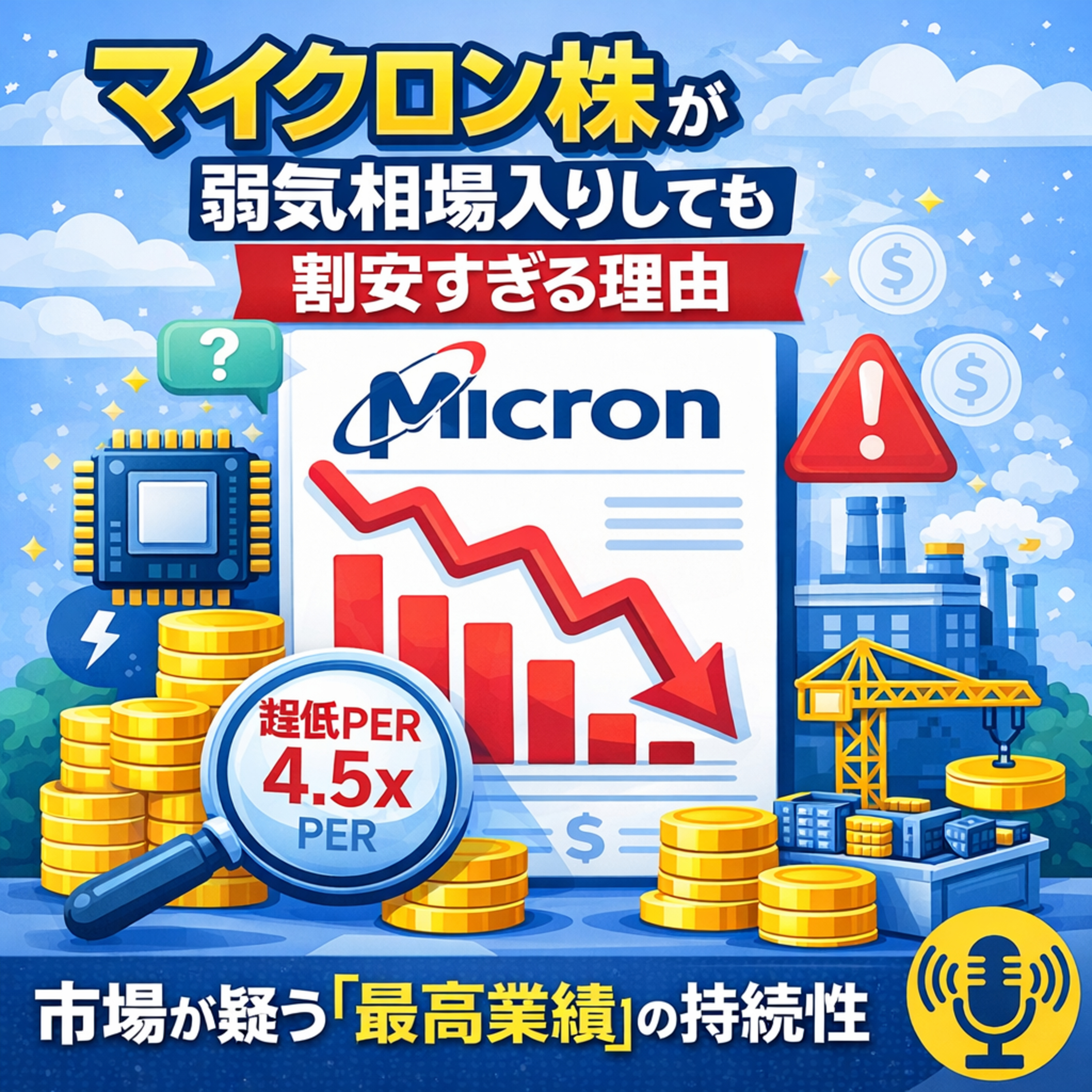 マイクロン株が弱気相場入りしても割安すぎる理由　市場が疑う「最高業績」の持続性