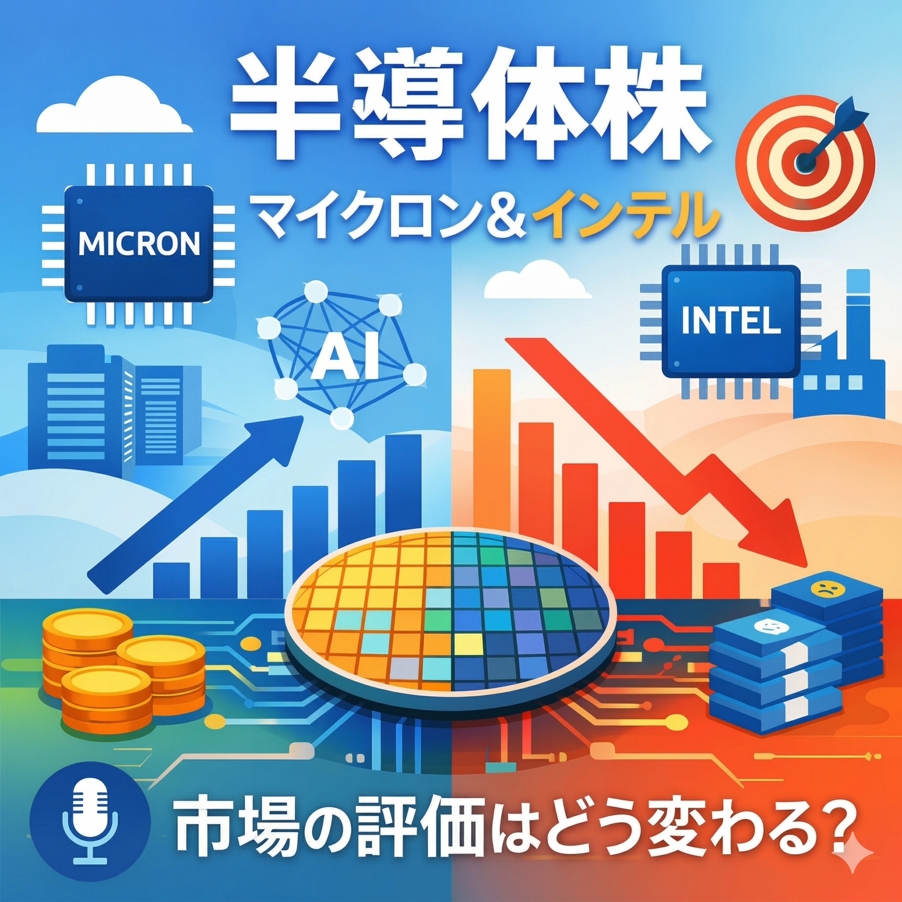 マイクロンとインテルに集まる市場の視線　半導体株で分かれる評価の中身