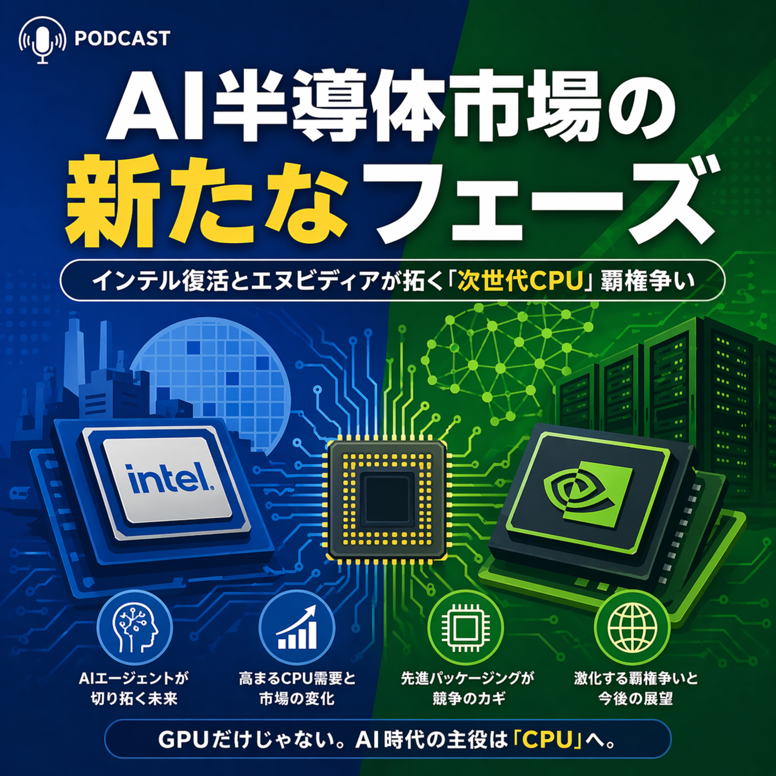 AI半導体市場の新たなフェーズ：インテル復活とエヌビディアが拓く「次世代CPU」覇権争い
