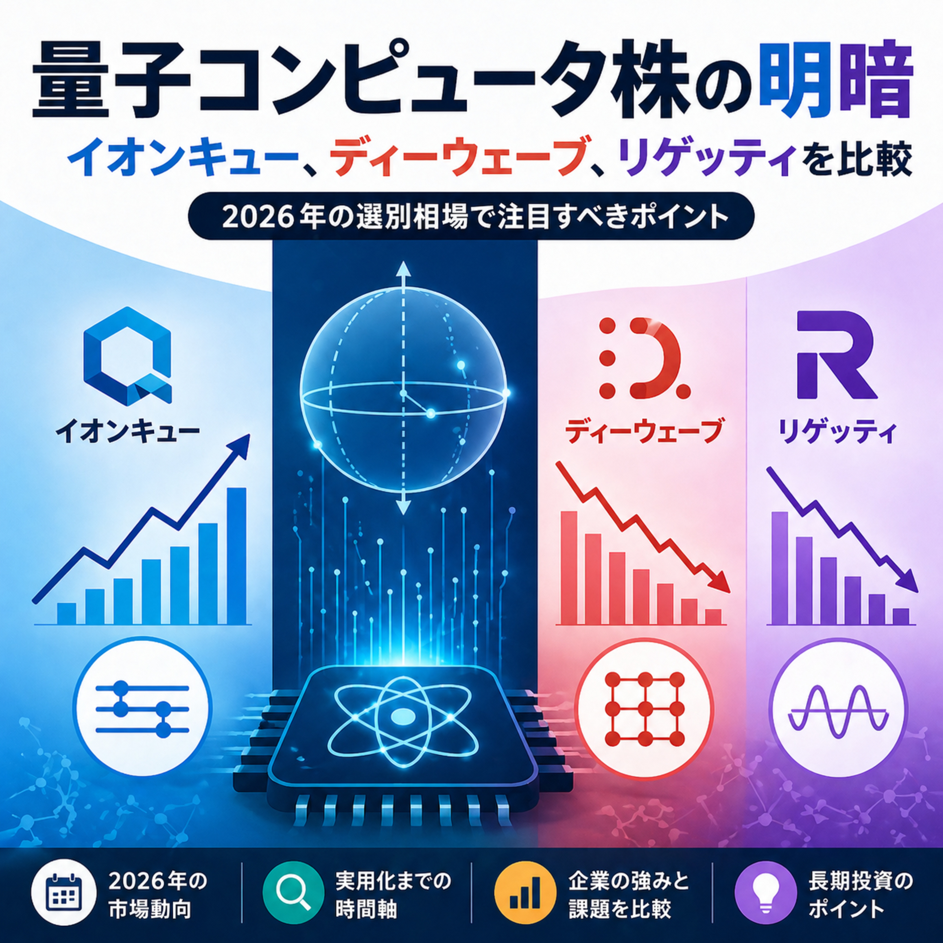 量子コンピュータ株の明暗　イオンキュー、ディーウェーブ、リゲッティを比較