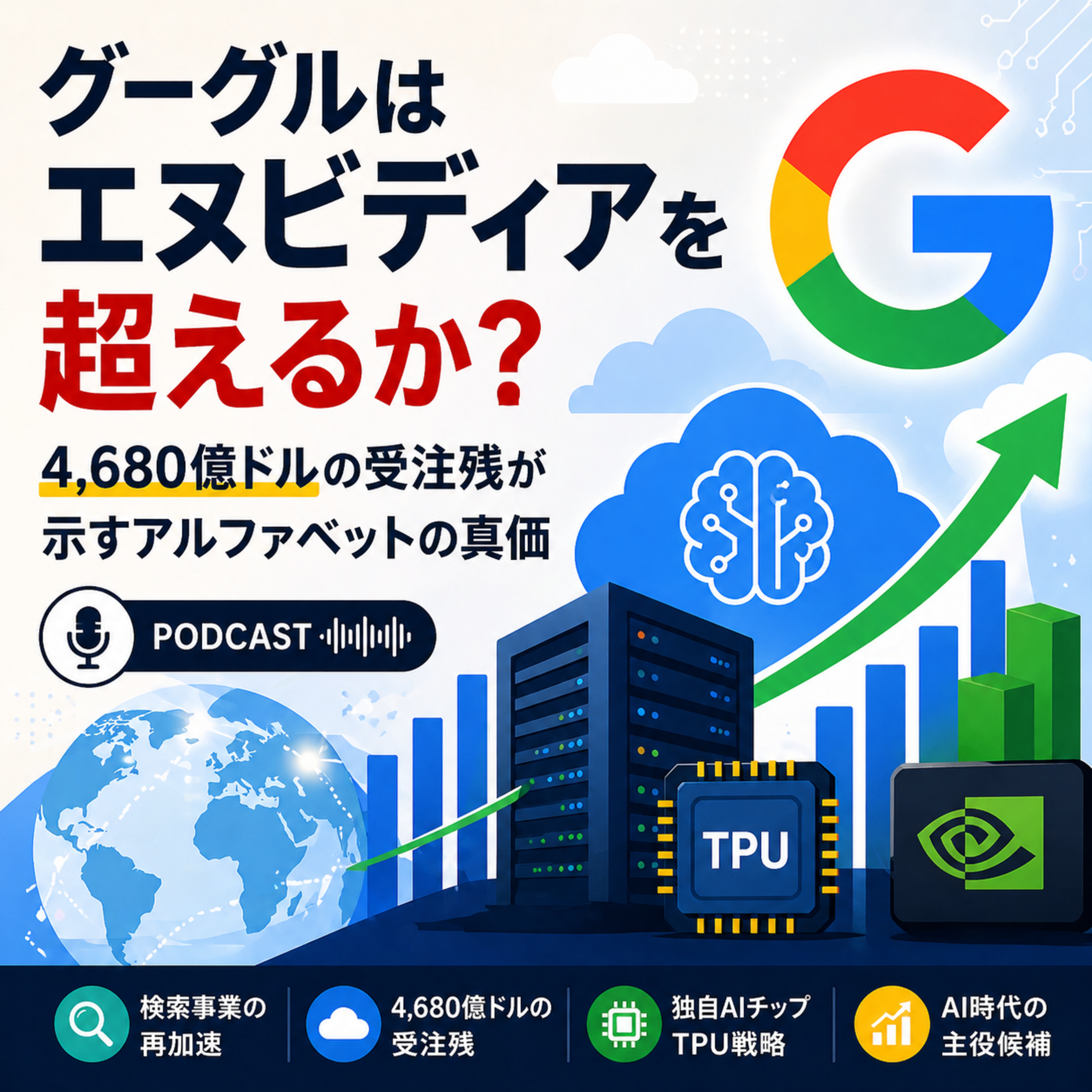 グーグルはエヌビディアを超えるか？4,680億ドルの受注残が示すアルファベットの真価