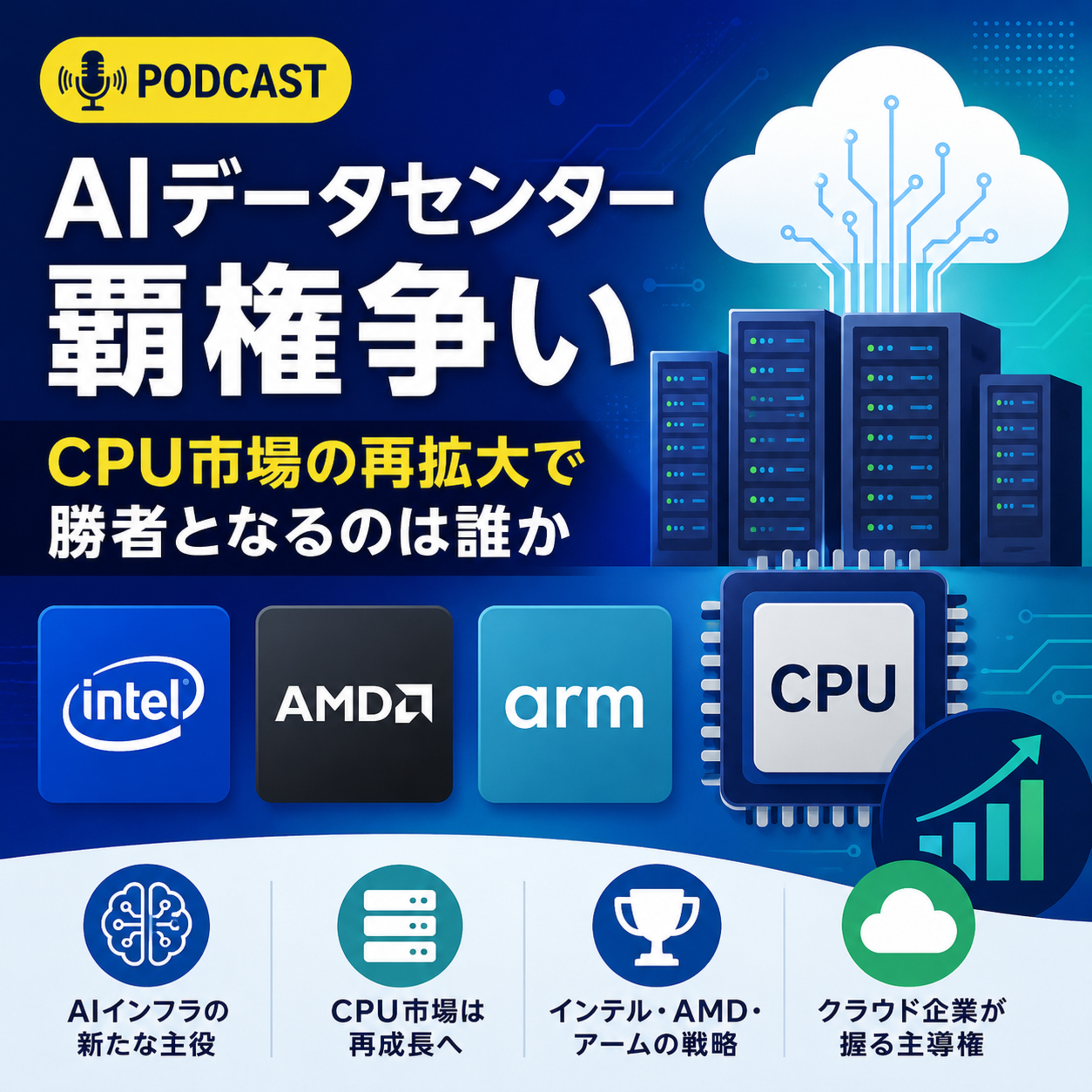 AIデータセンター覇権争い　CPU市場で勝つのはインテルかAMDかアームか