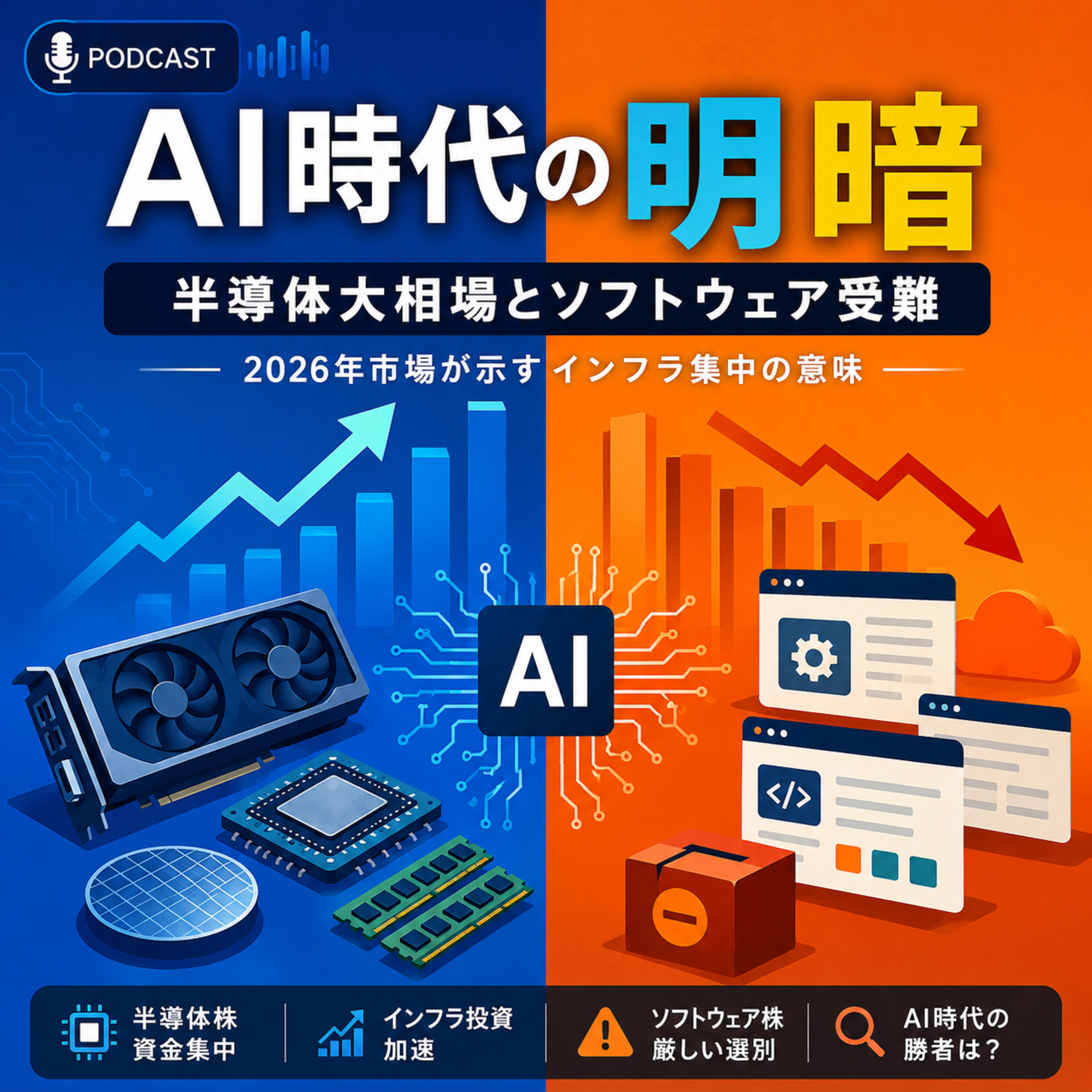【AI時代の明暗】半導体大相場とソフトウェア受難　2026年市場が示すインフラ集中の意味