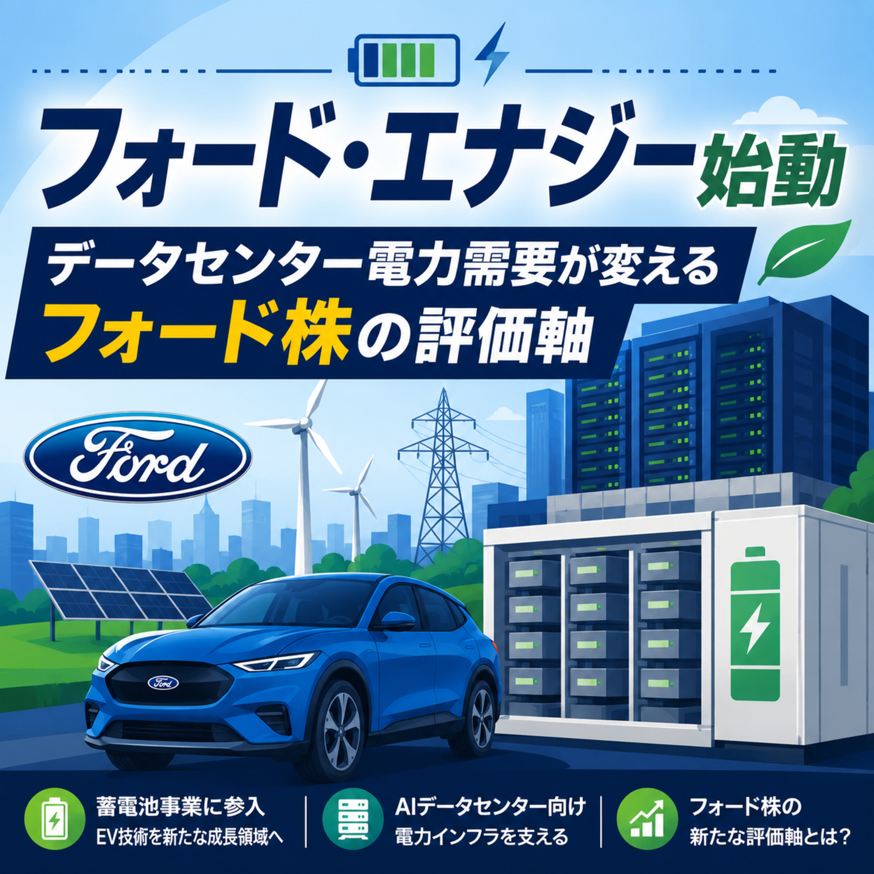 フォード・エナジー始動　データセンター電力需要が変えるフォード株の評価軸