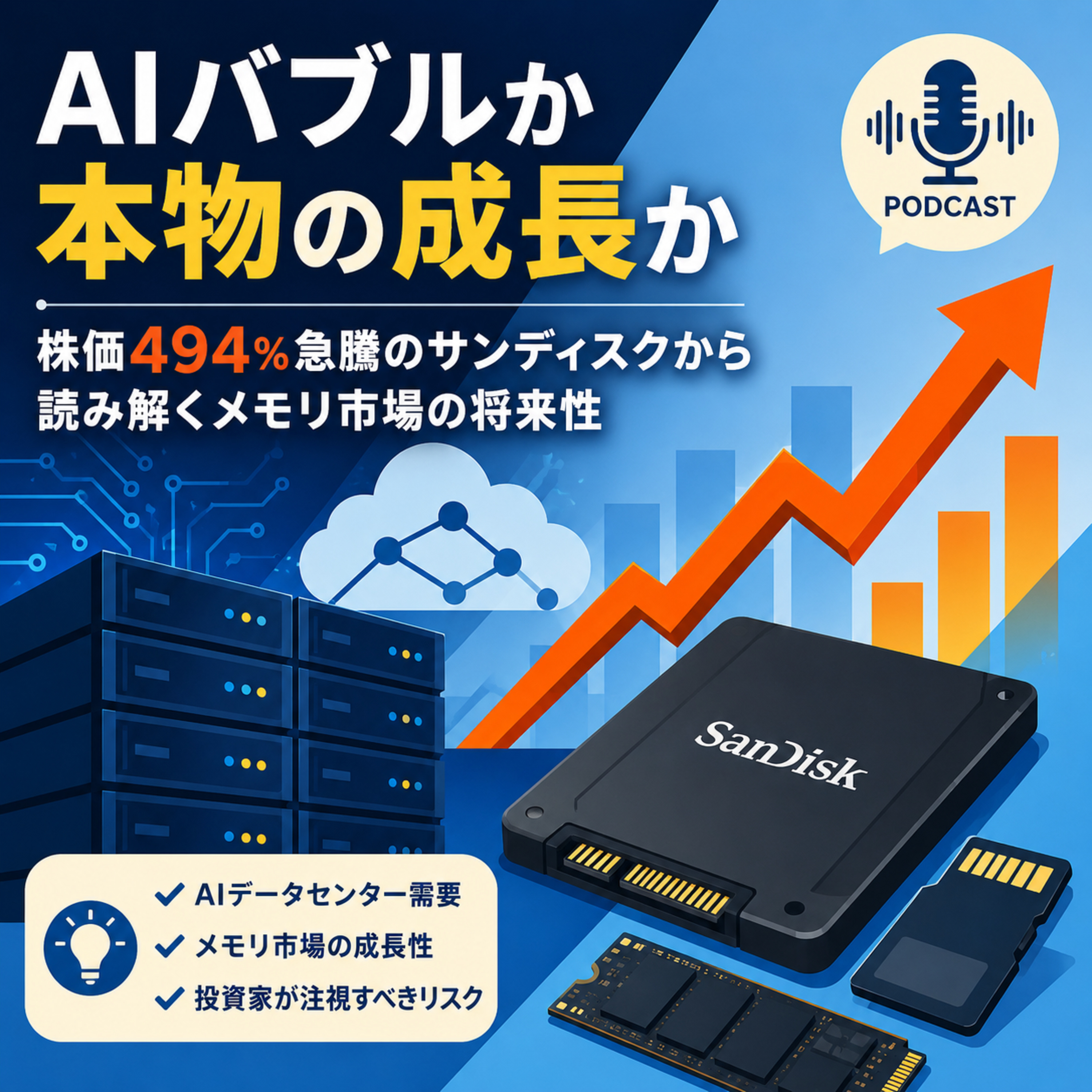 AIバブルか本物の成長か　株価494%急騰のサンディスクから読み解くメモリ市場の将来性