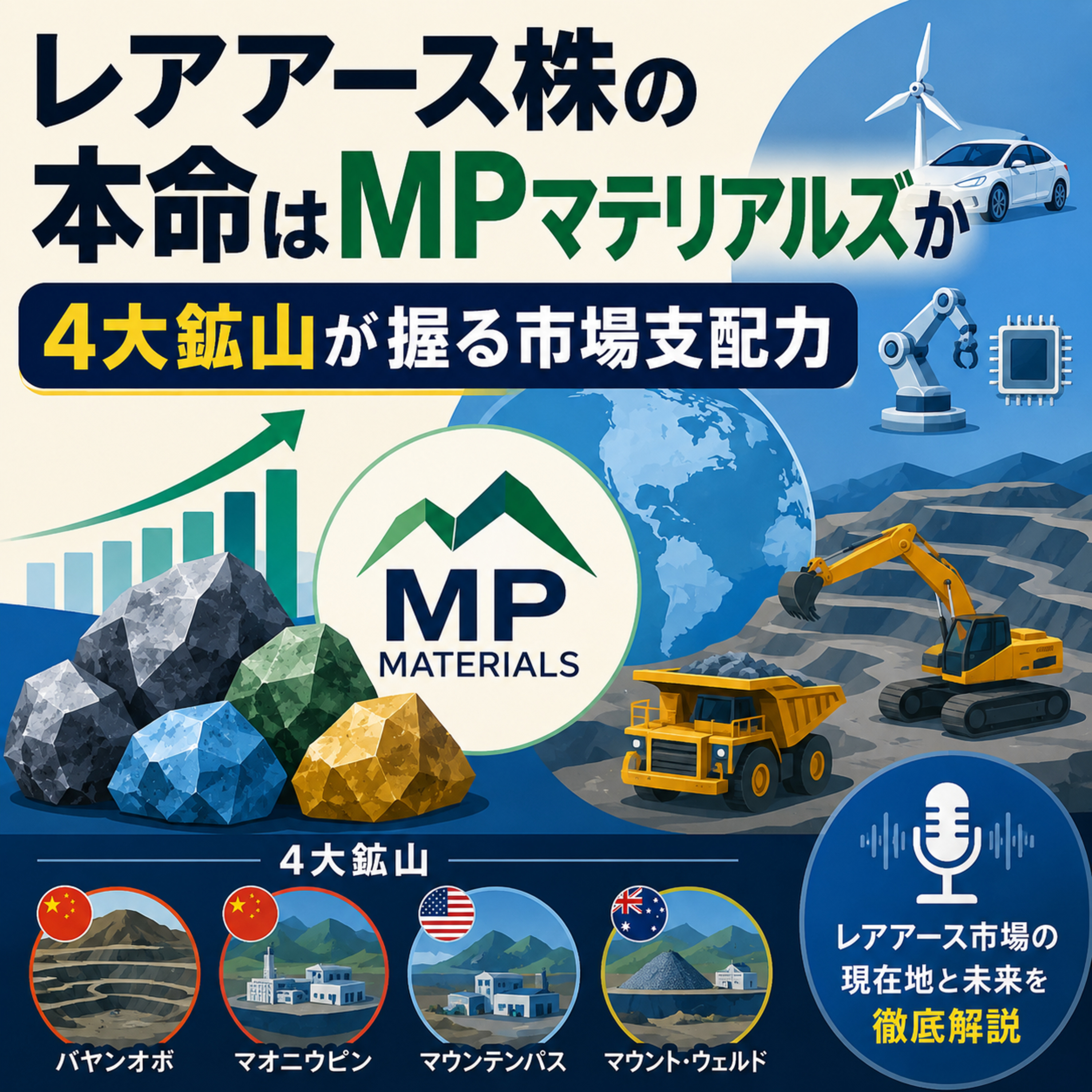 レアアース株の本命はMPマテリアルズか　4大鉱山が握る市場支配力