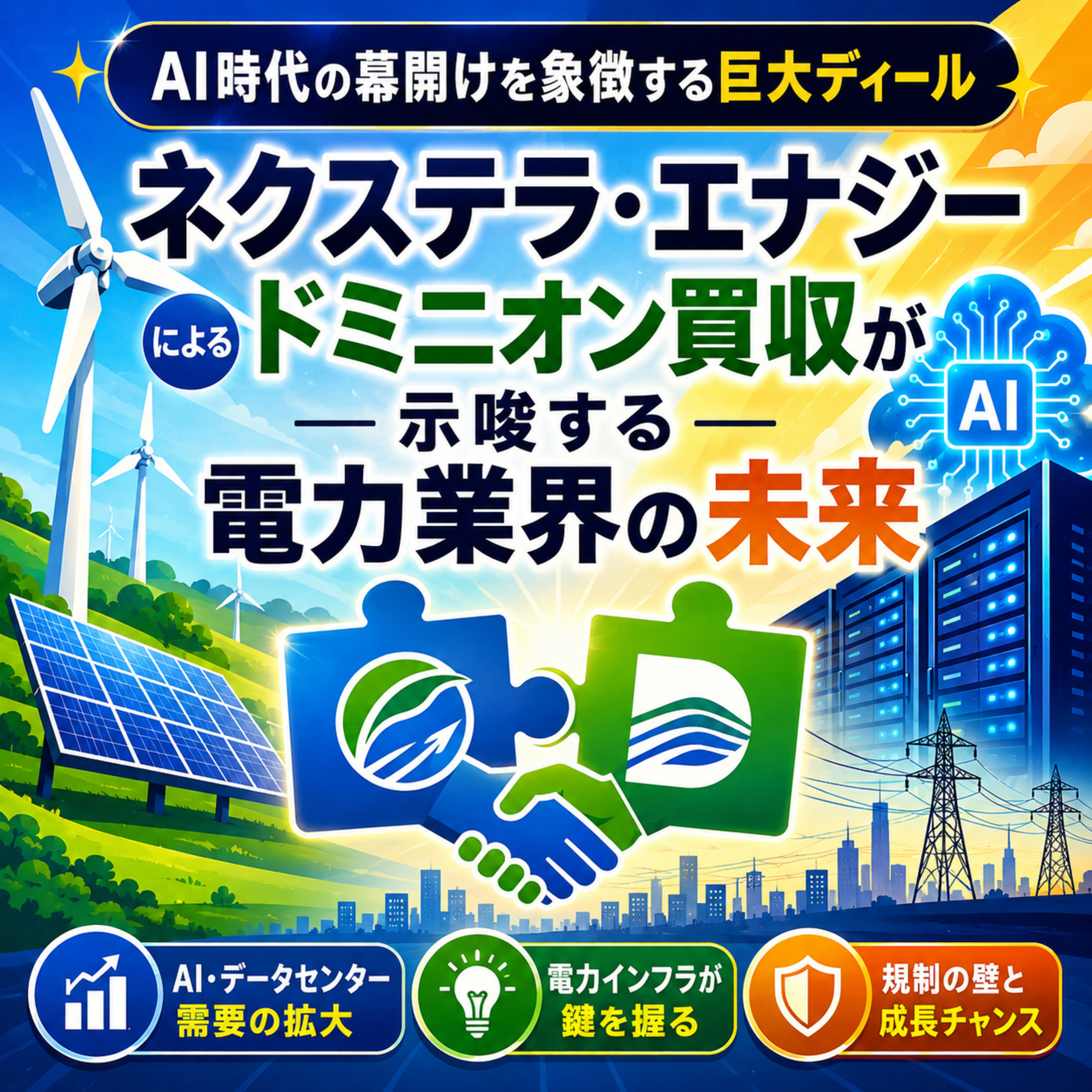 AI時代の幕開けを象徴する巨大ディール：ネクステラ・エナジーによるドミニオン買収が示唆する電力業界の未来