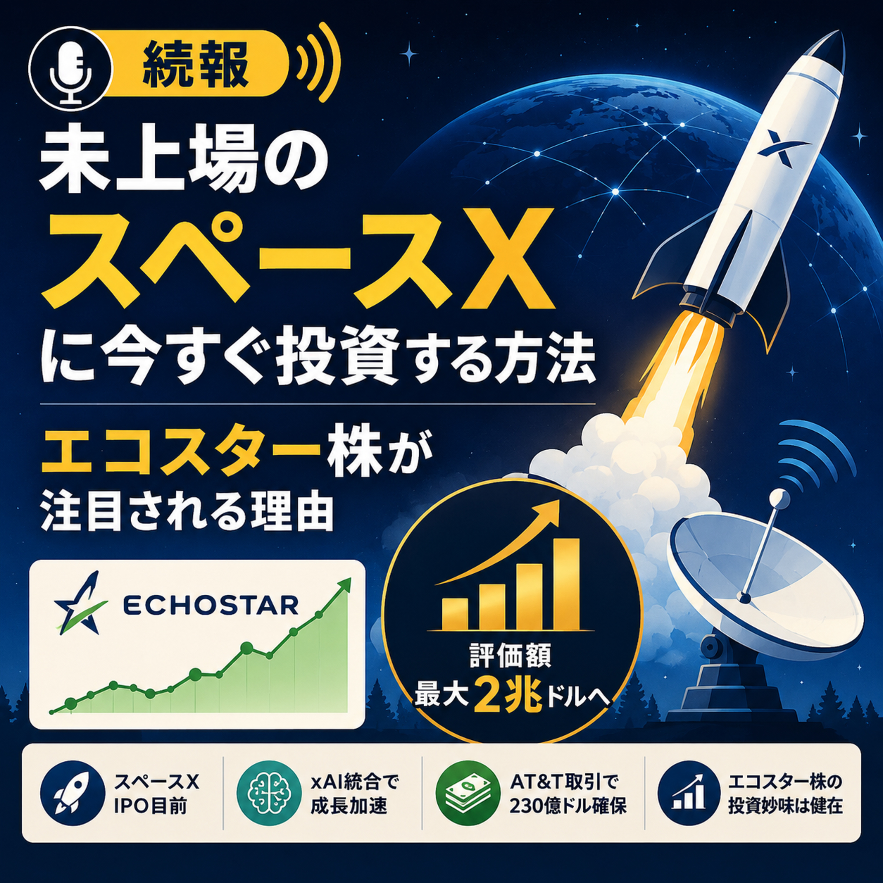 続報：未上場のスペースXに今すぐ投資する方法　エコスター株が注目される理由