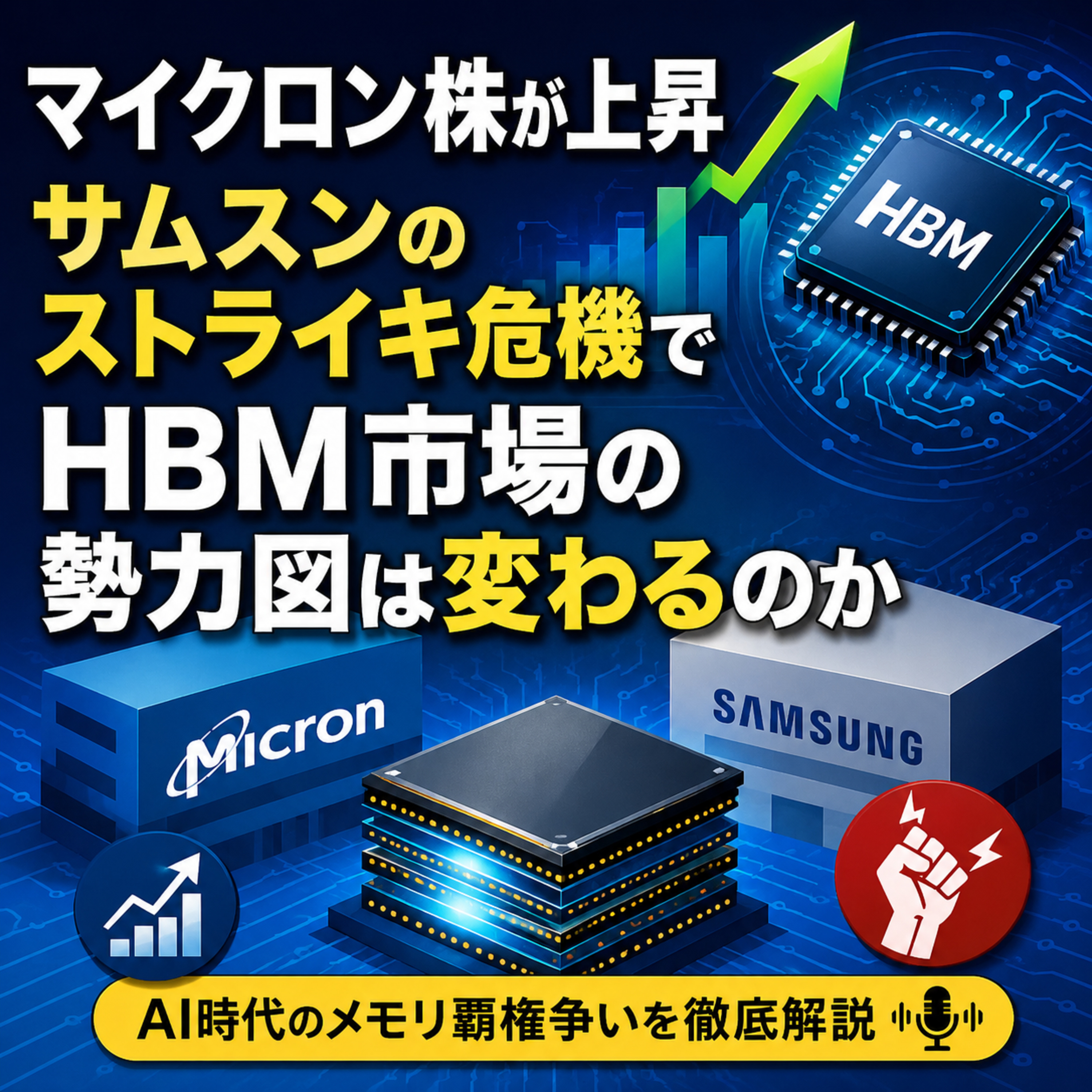 マイクロン株が上昇　サムスンのストライキ危機でHBM市場の勢力図は変わるのか