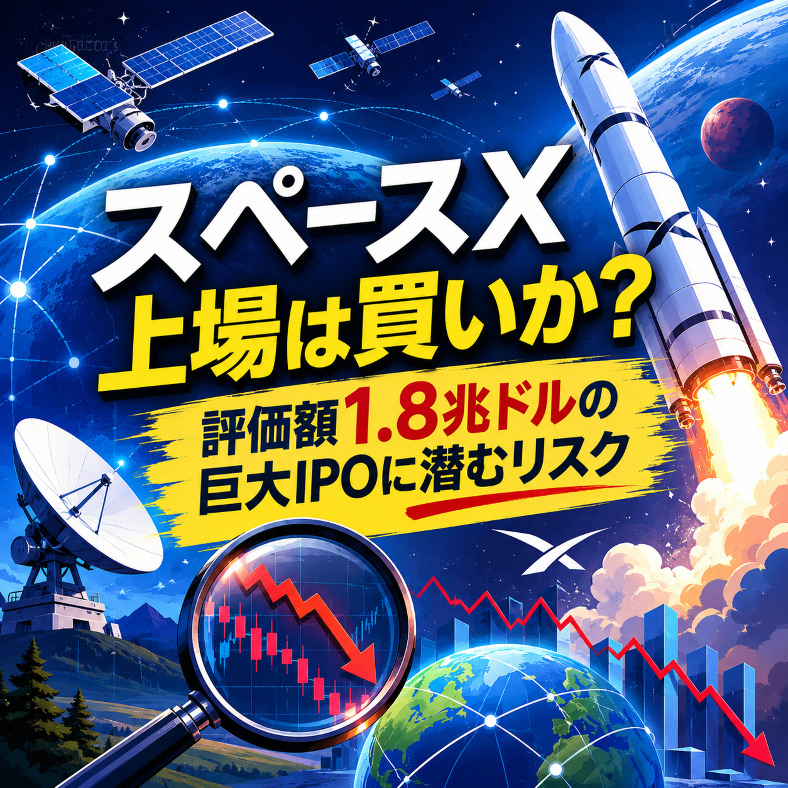 スペースX上場は買いか？評価額1.8兆ドルの巨大IPOに潜むリスク
