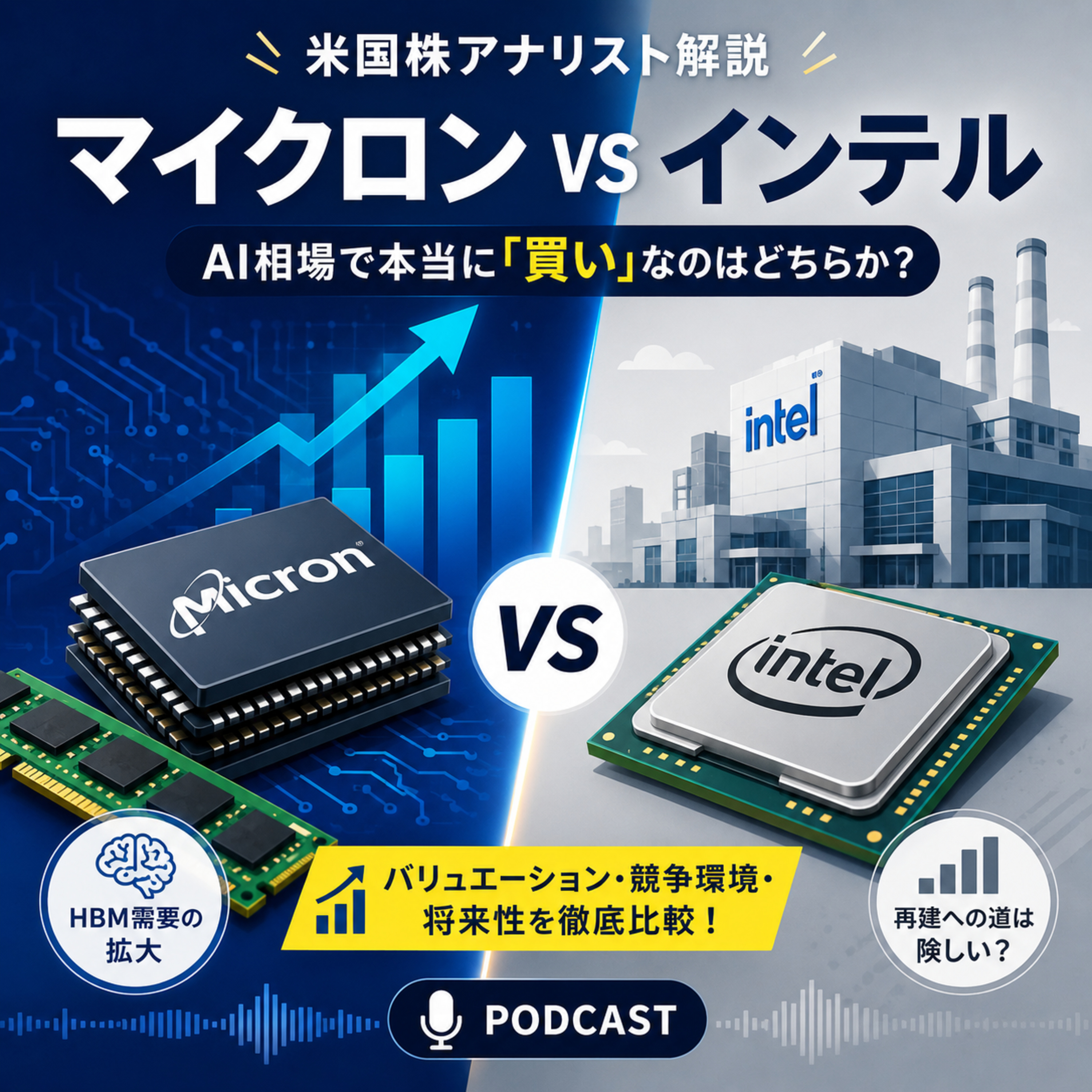 マイクロン vs インテル　AI相場で本当に注目すべき銘柄はどちらか