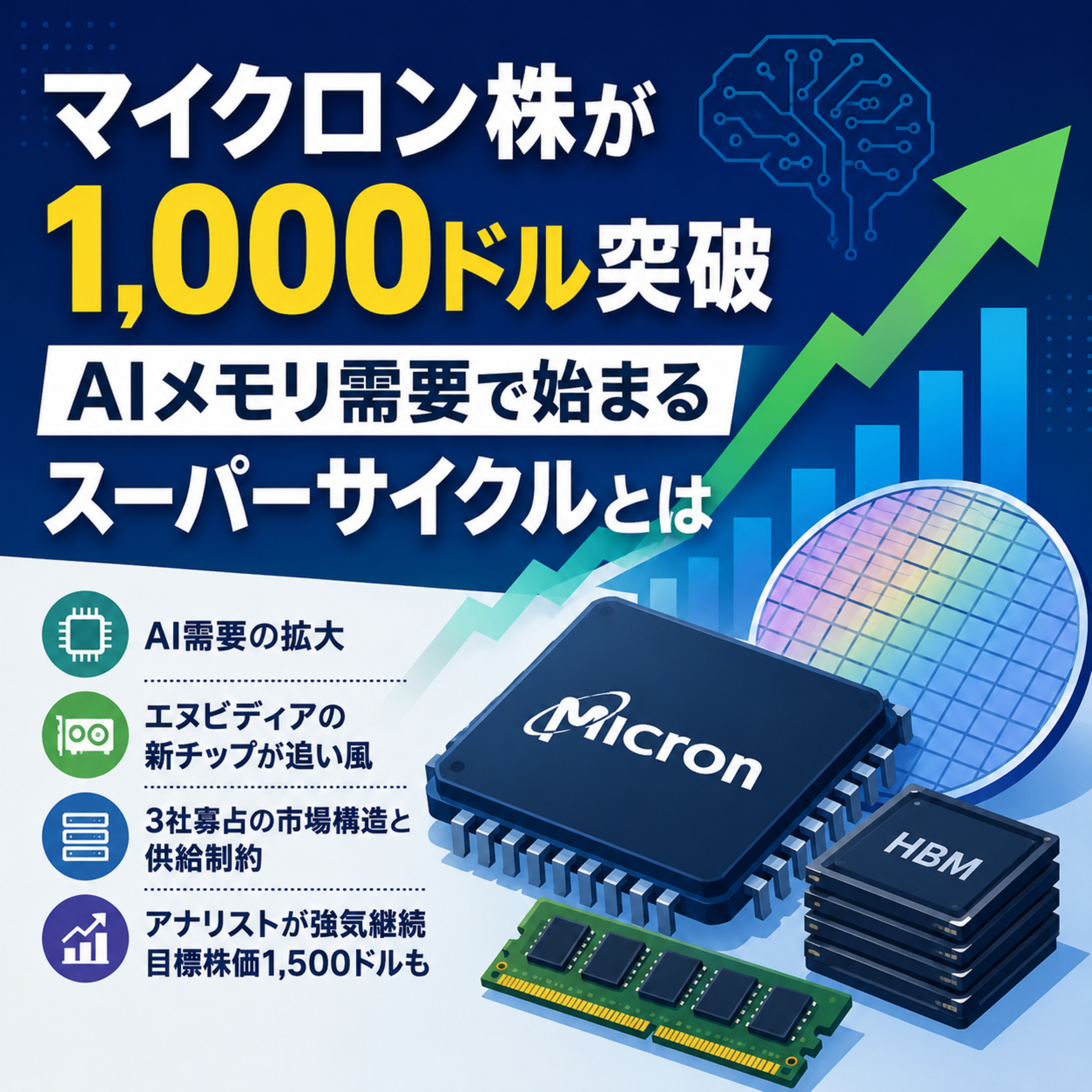 マイクロン株が1,000ドル突破　AIメモリ需要で始まるスーパーサイクルとは episode artwork