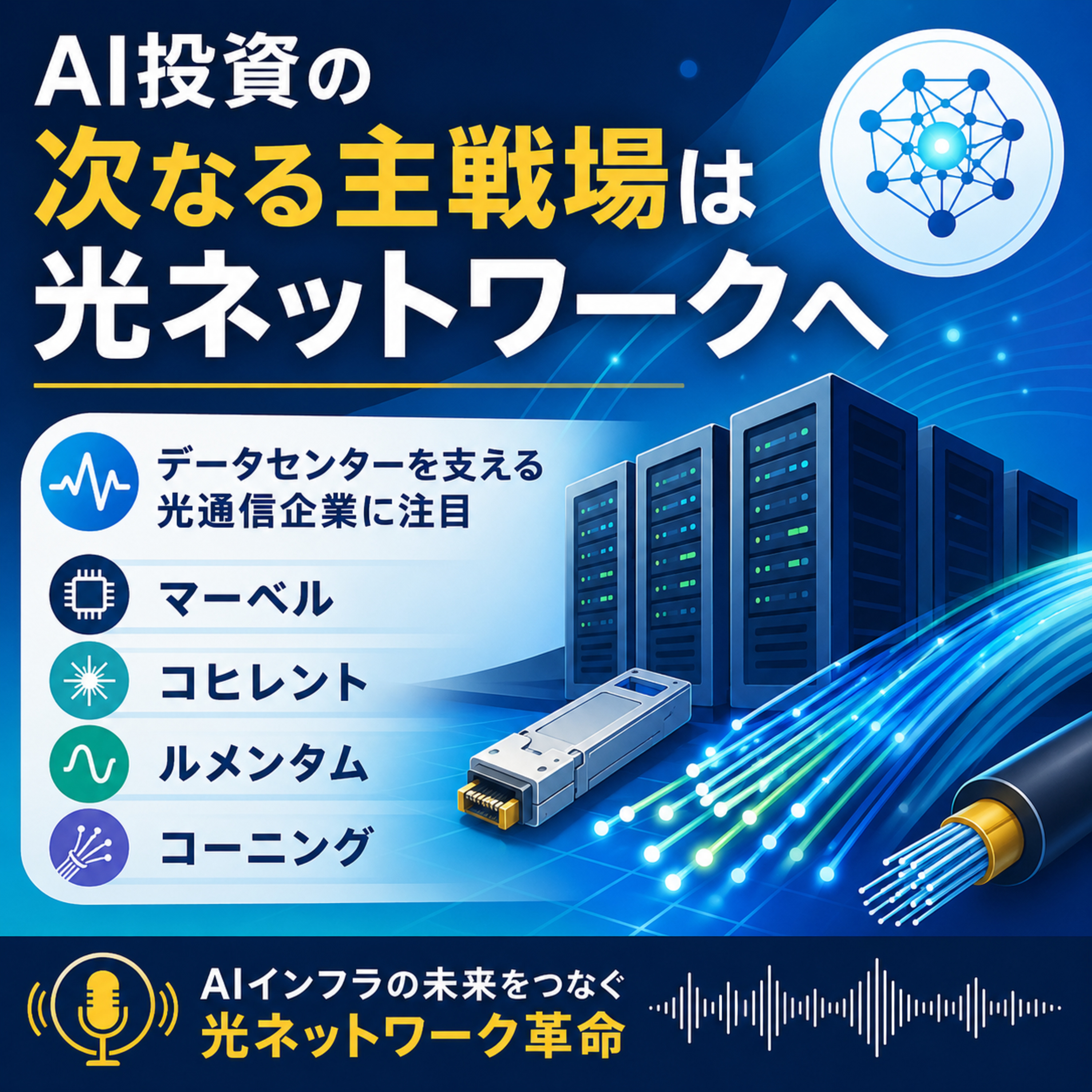 AI投資の次なる主戦場は光ネットワークへ　マーベル、コヒレント、ルメンタム、コーニングが急騰する理由