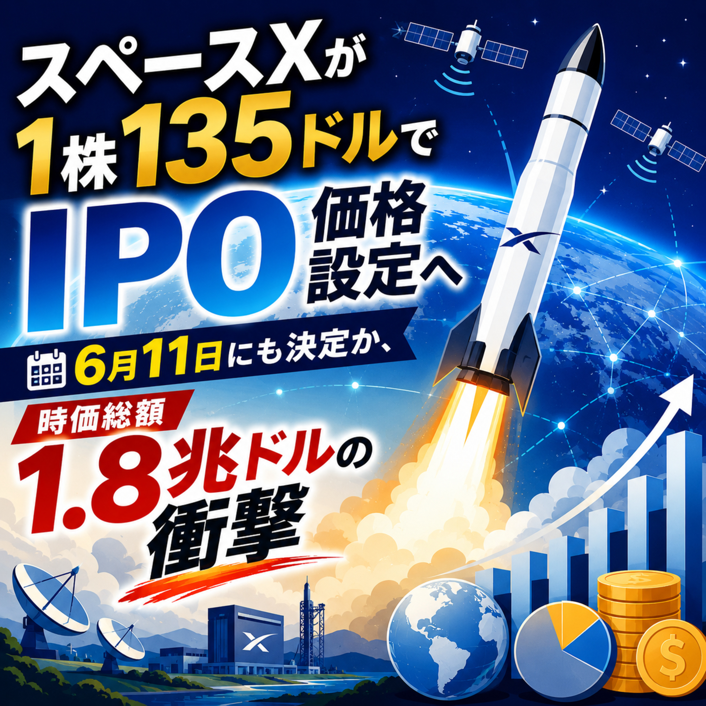スペースXが1株135ドルでIPO価格設定へ　6月11日にも決定か、時価総額1.8兆ドルの衝撃