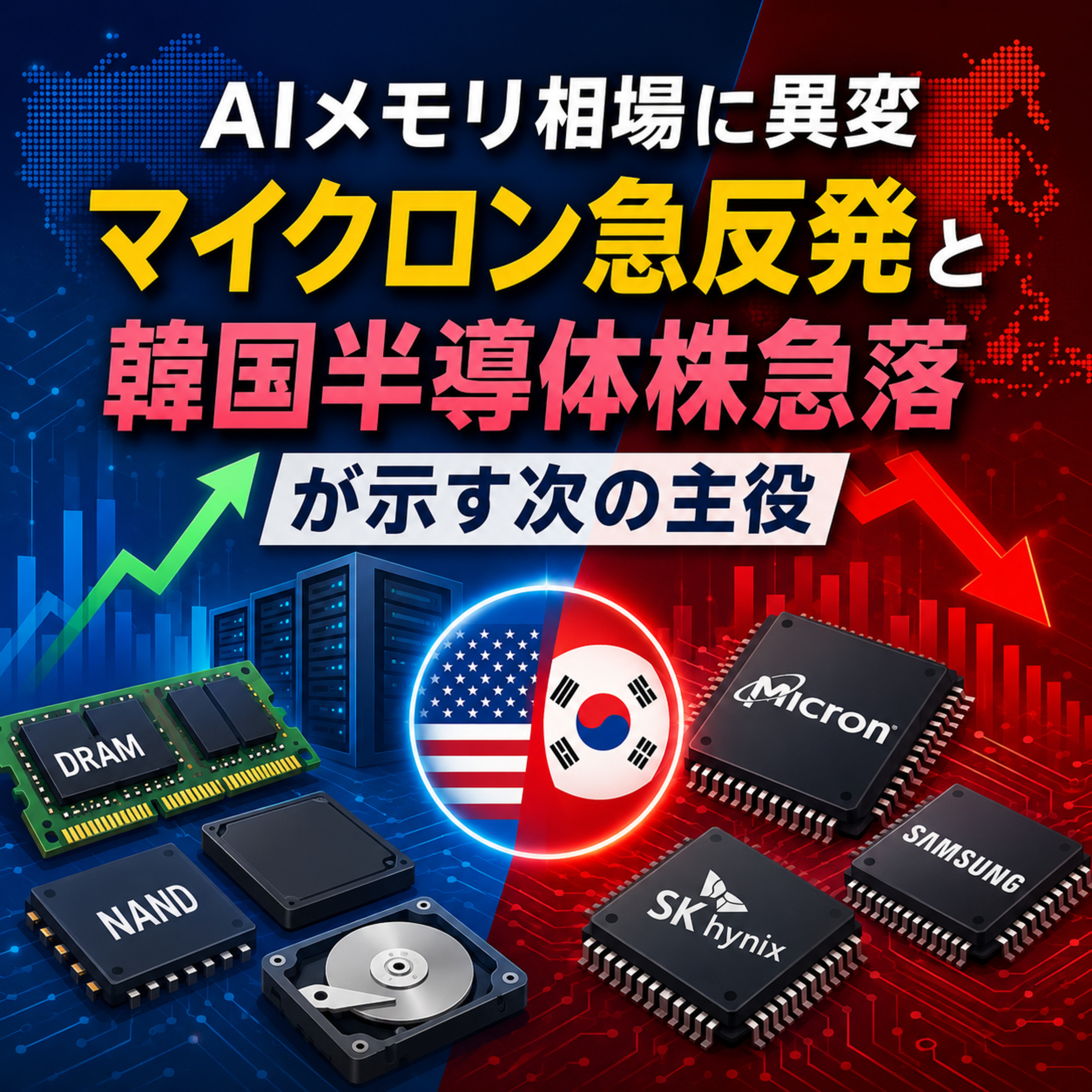 AIメモリ相場に異変　マイクロン急反発と韓国半導体株急落が示す次の主役