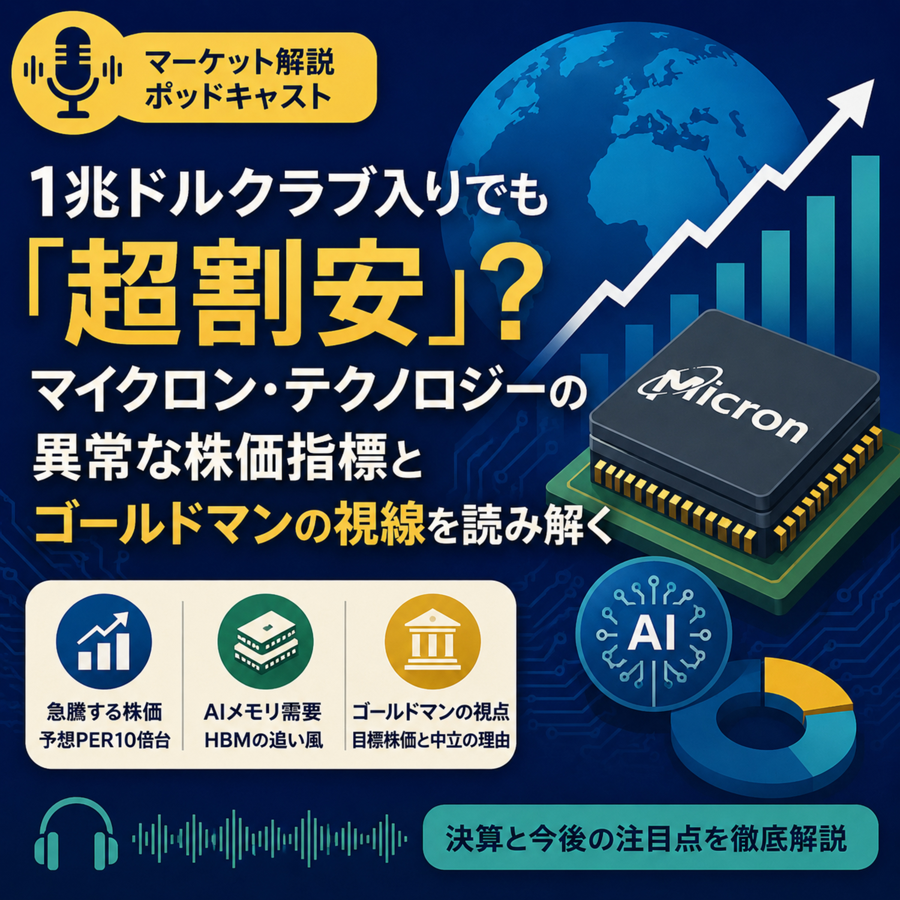 1兆ドルクラブ入りでも「超割安」？マイクロン・テクノロジーの異常な株価指標とゴールドマンの視線を読み解く