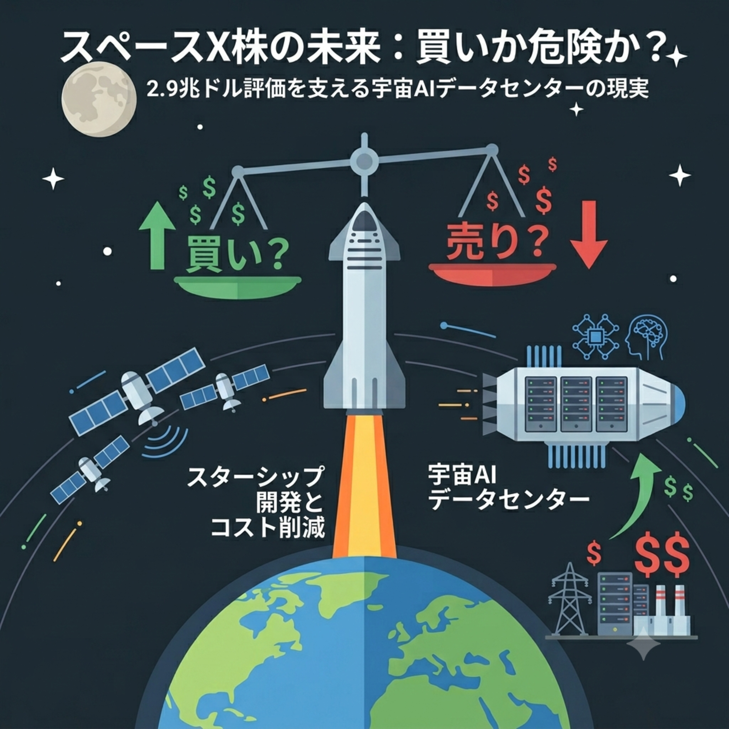 スペースX株は買いか危険か　2.9兆ドル評価を支える宇宙AIデータセンターの現実