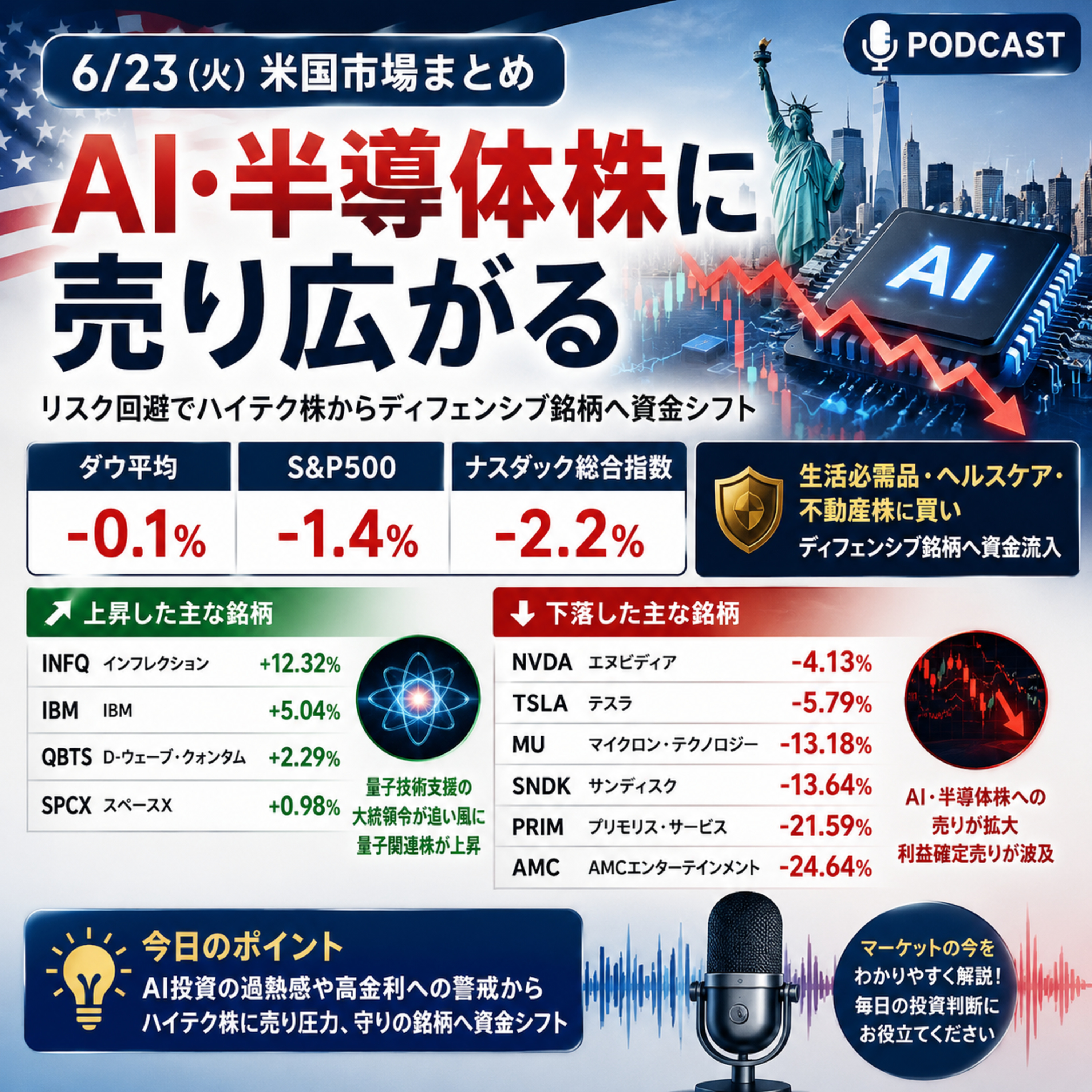 6月23日の米国市場で注目された大きく動いた銘柄 episode artwork