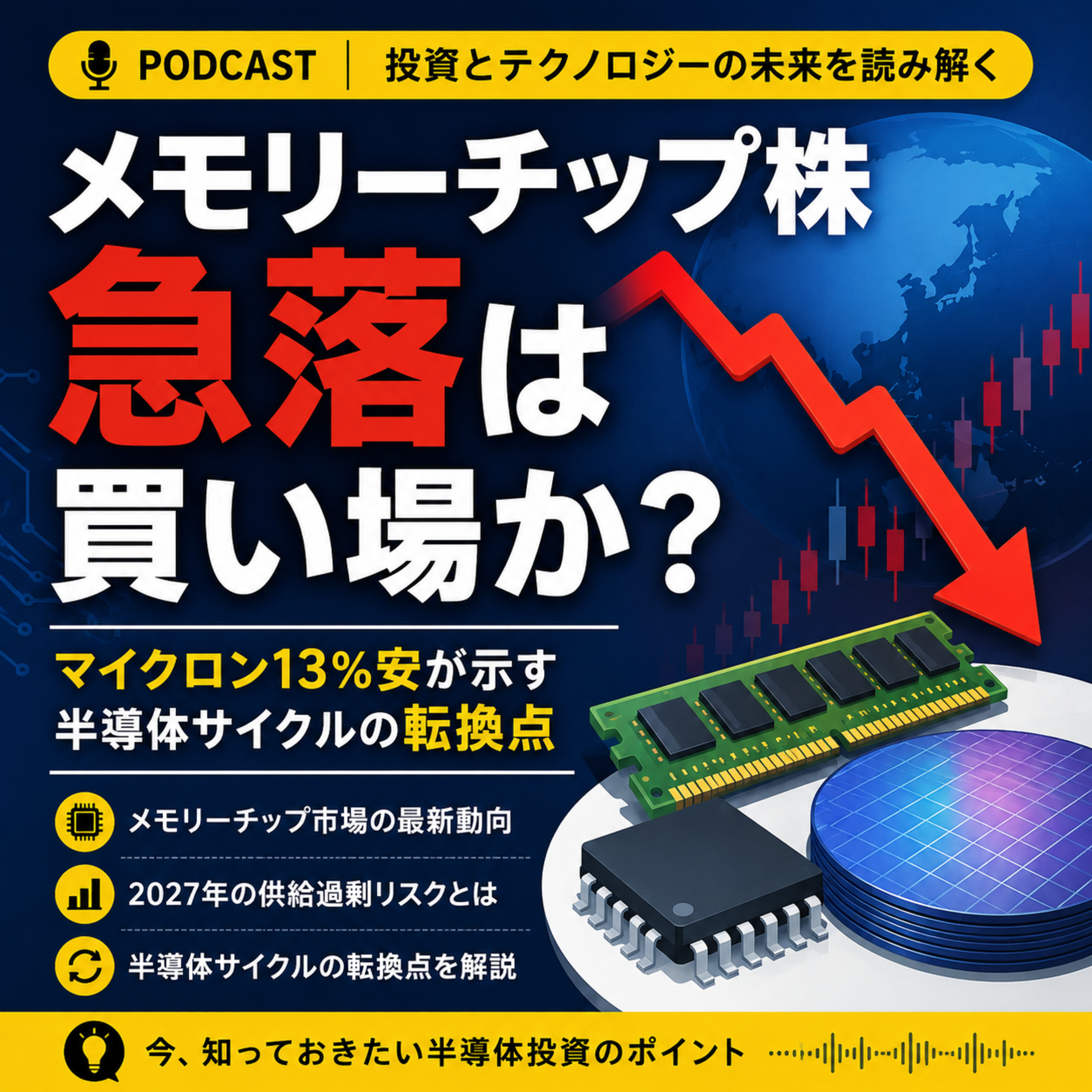 メモリーチップ株急落は買い場か　マイクロン13%安が示す半導体サイクルの転換点