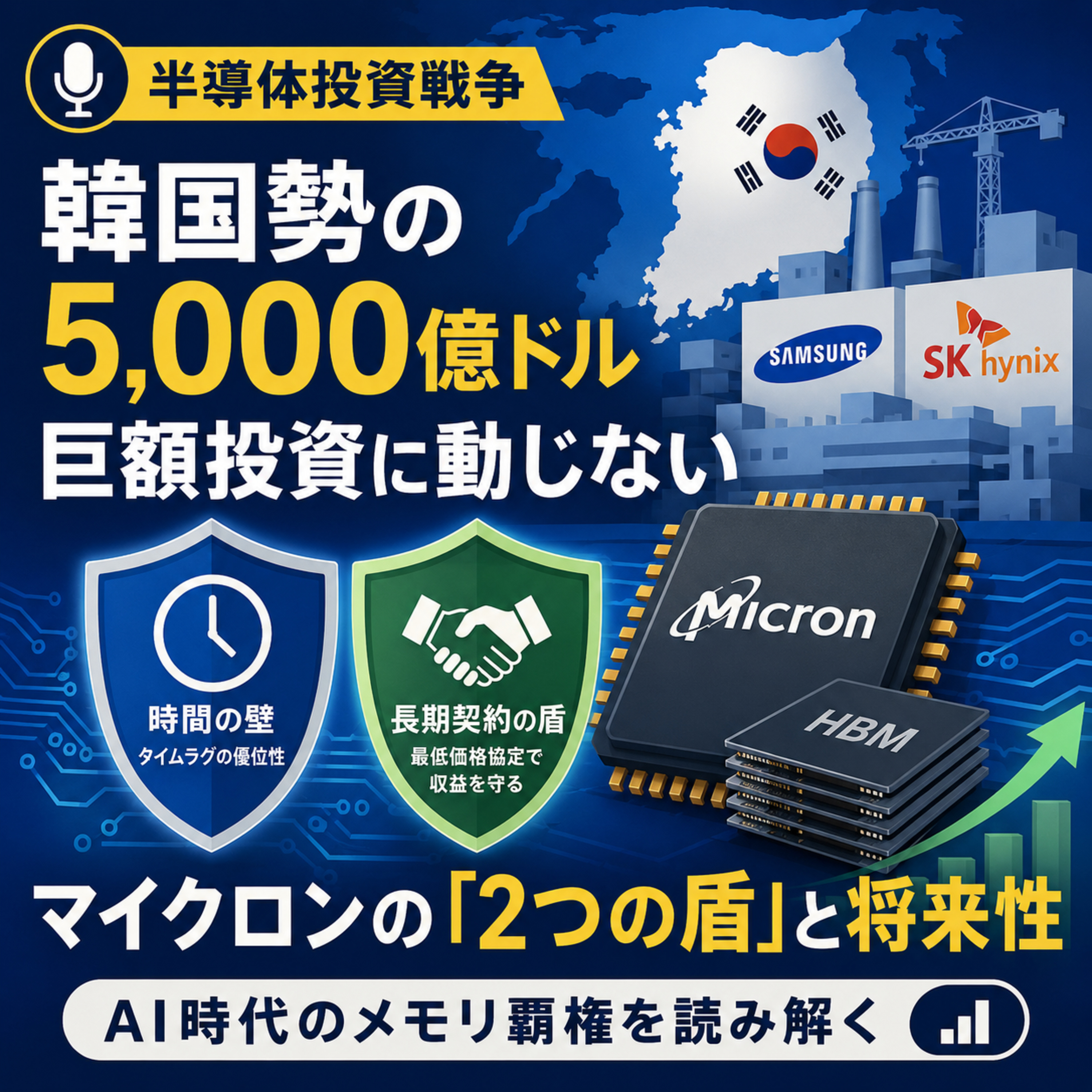 【半導体投資戦争】韓国勢の5,000億ドル巨額投資に動じない、マイクロン・テクノロジーの「2つの盾」と将来性