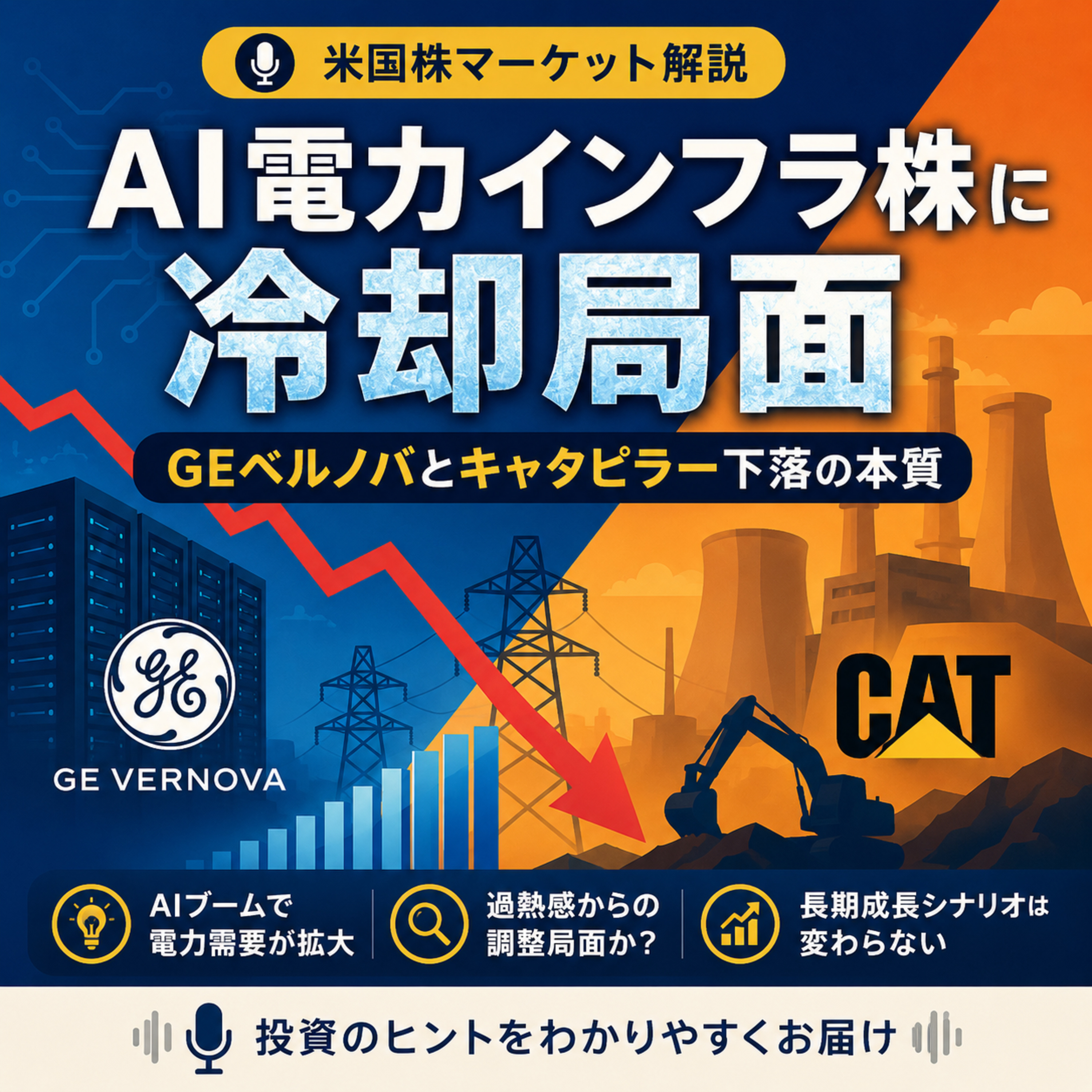 AI電力インフラ株に冷却局面　GEベルノバとキャタピラー下落の本質 episode artwork