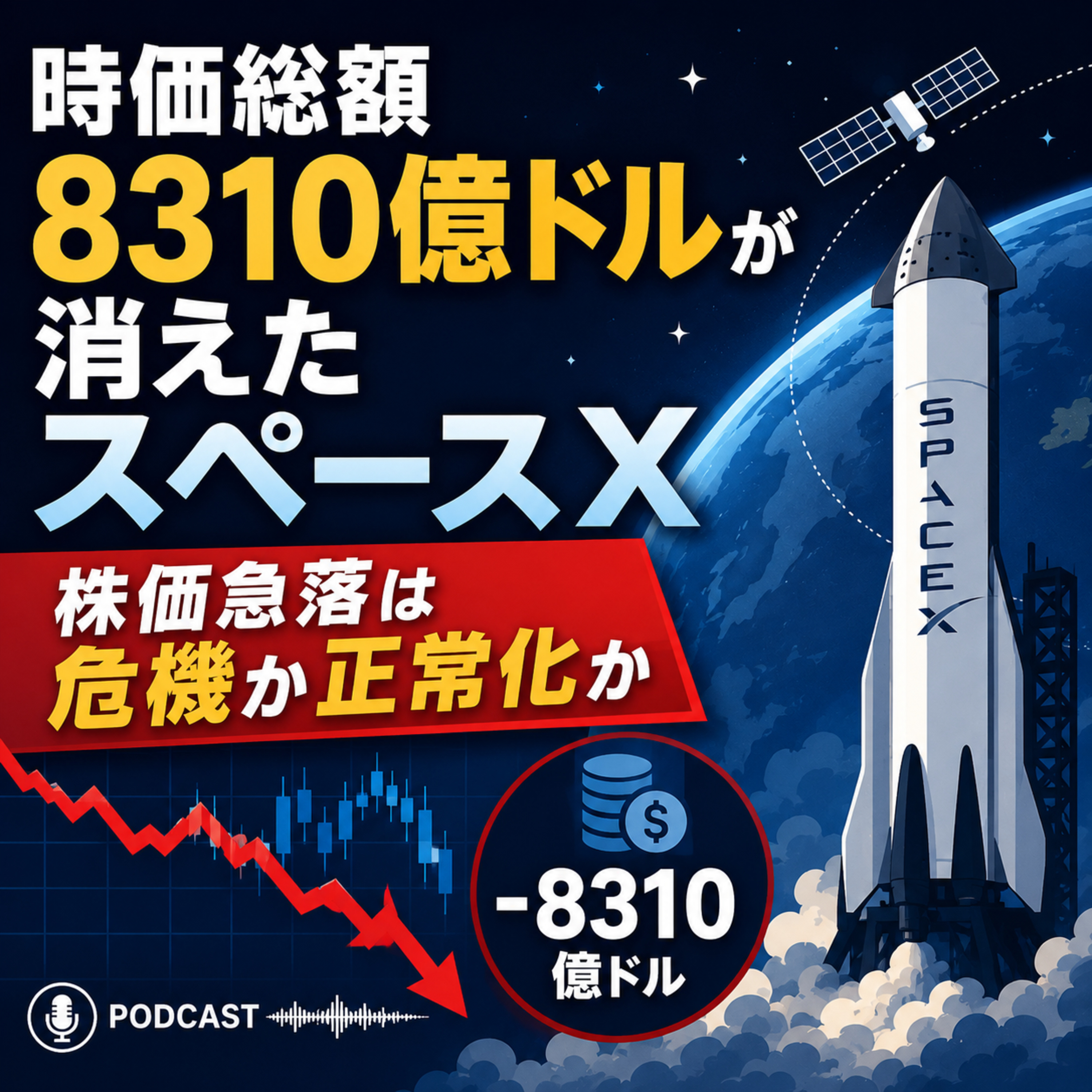時価総額8310億ドルが消えたスペースX　株価急落は危機か正常化か